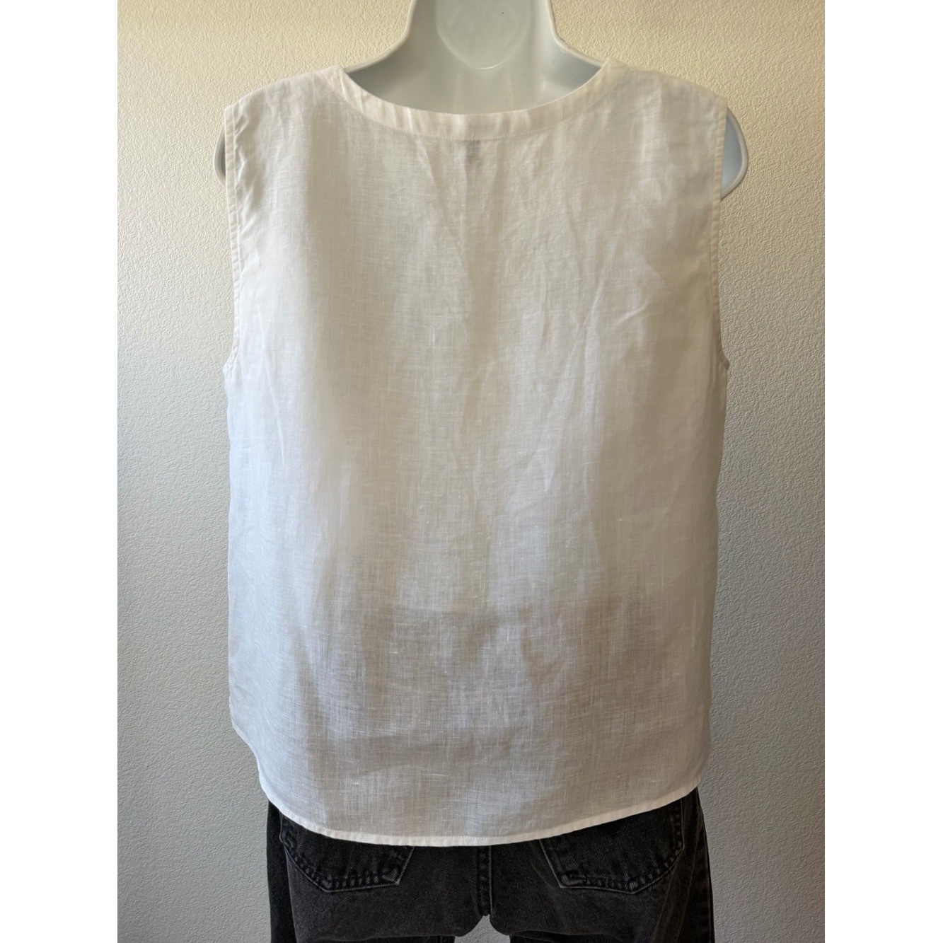 Eileen Fisher Organic Linen Knit Vest White Size Small