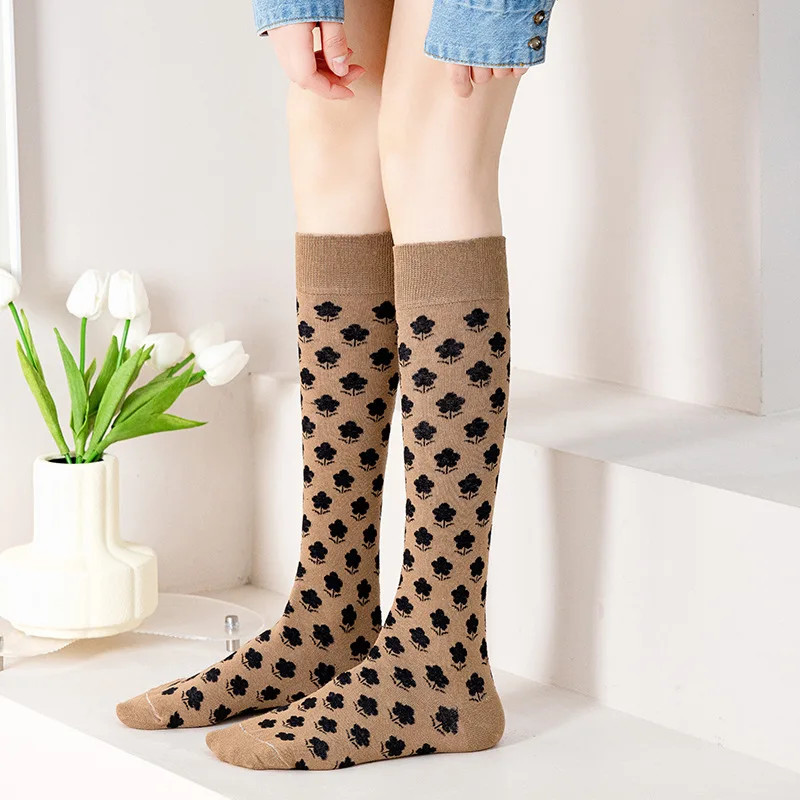 Calf socks Japanese retro jacquard long tube women’s socks Korean version