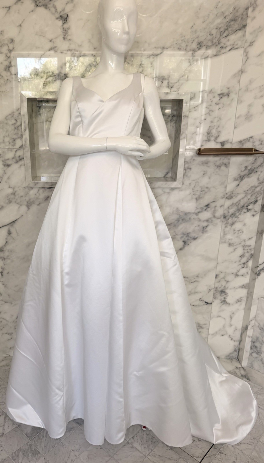 Prestige Bridal Satin Wedding Dress Size 10 Minimalist Ball Gown Chapel Train