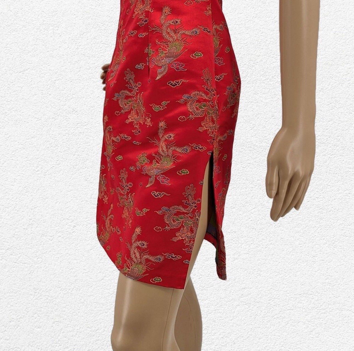 Vintage 90s Frederick’s of Hollywood Mini Dress Dragon Embroidery Asian
