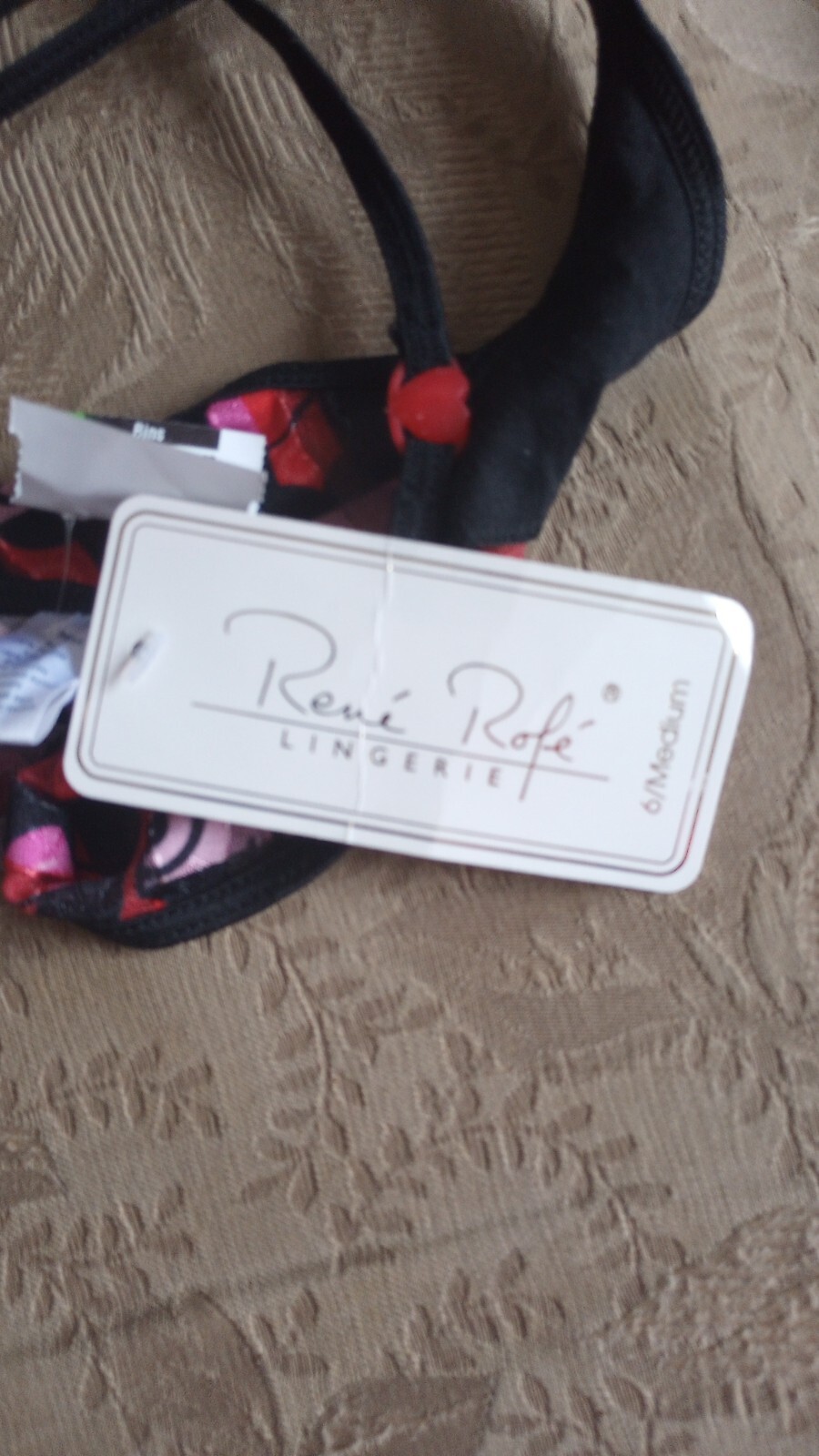 VTG Rene Rofe thong V String panty Multi colored hearts new w/ tags Valentines!