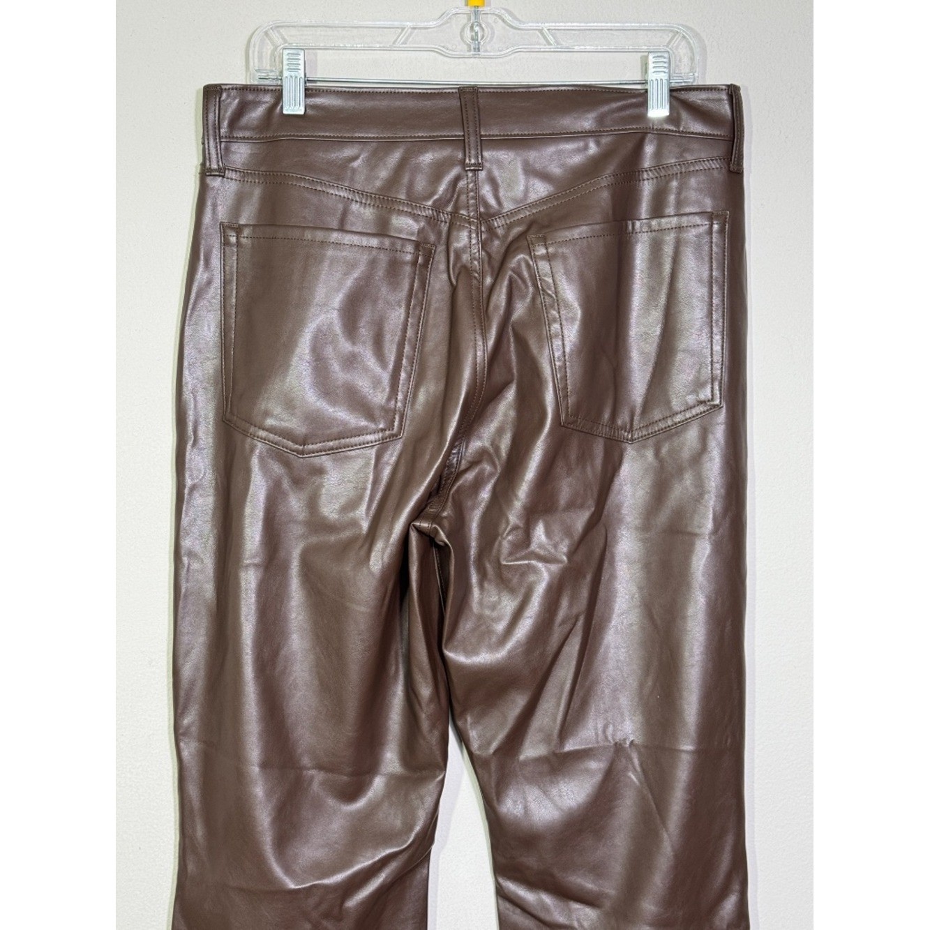 Old Navy Brown High Rise Boot-Cut Faux Leather Pants Sz 12 Tall Y2K Chic Fall