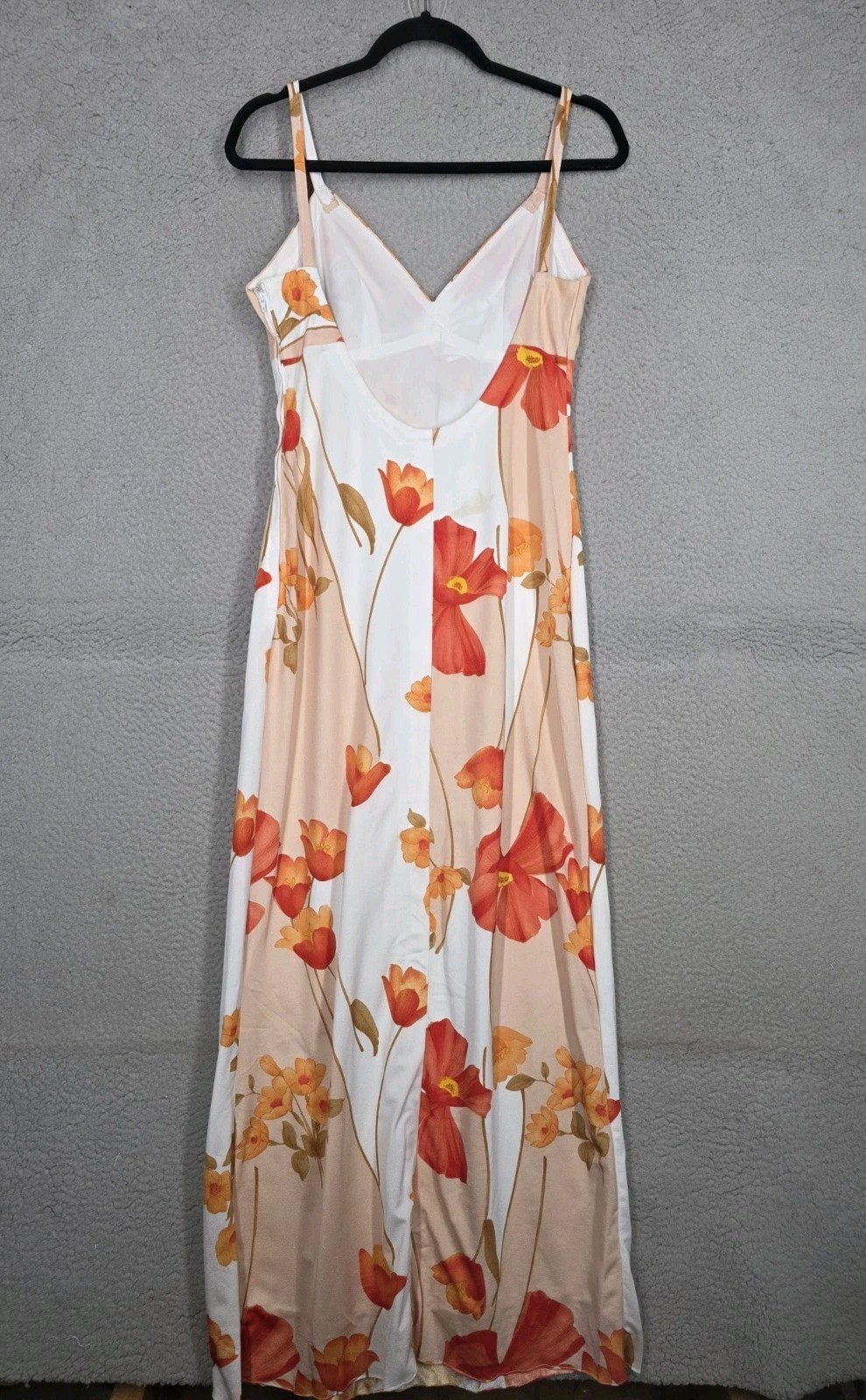 Vintage Hawaiian Maxi Dress S Small Vogue Paris Original Orange Floral Print