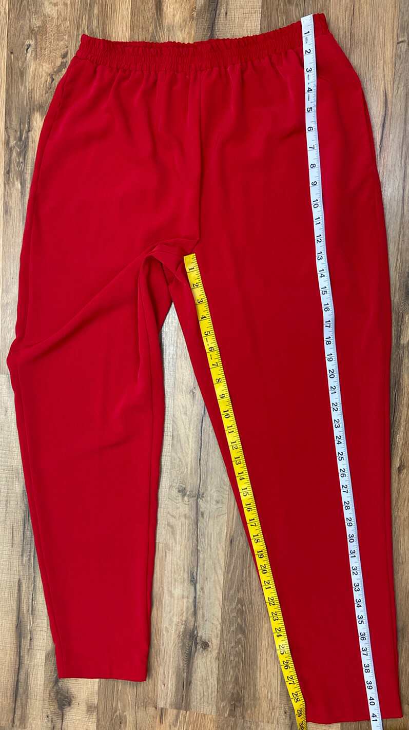 Vintage Stephanie Thomas Red Pants & Long Button Down Top Set NWT Size 10