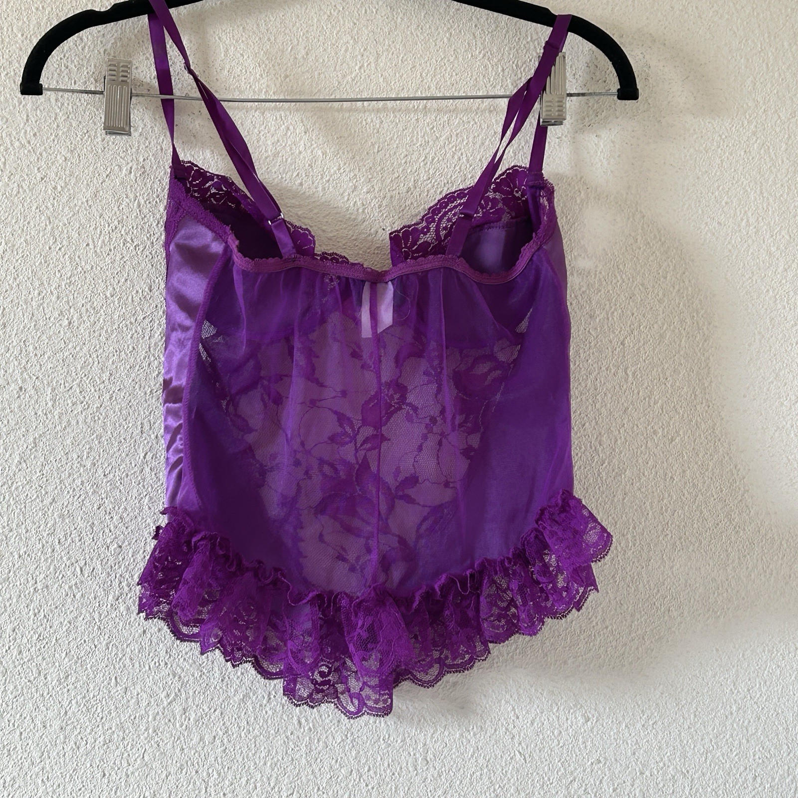 Fredrick’s of Hollywood Lace Coquette Sheer Peplum Cami Top Women’s Medium Sexy