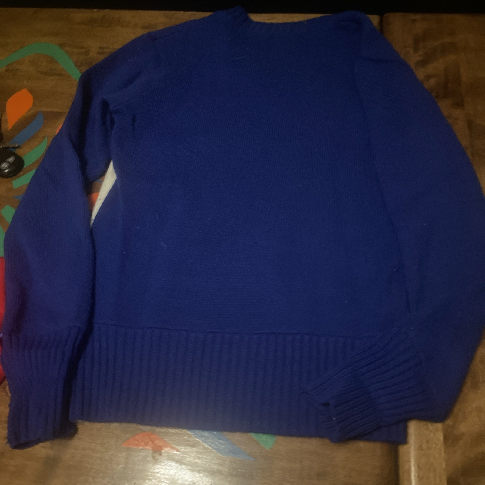 VTG Varsity Brand Cheerleader Sweater Blue White Red FFC Trojans Sz 36 Rare Find