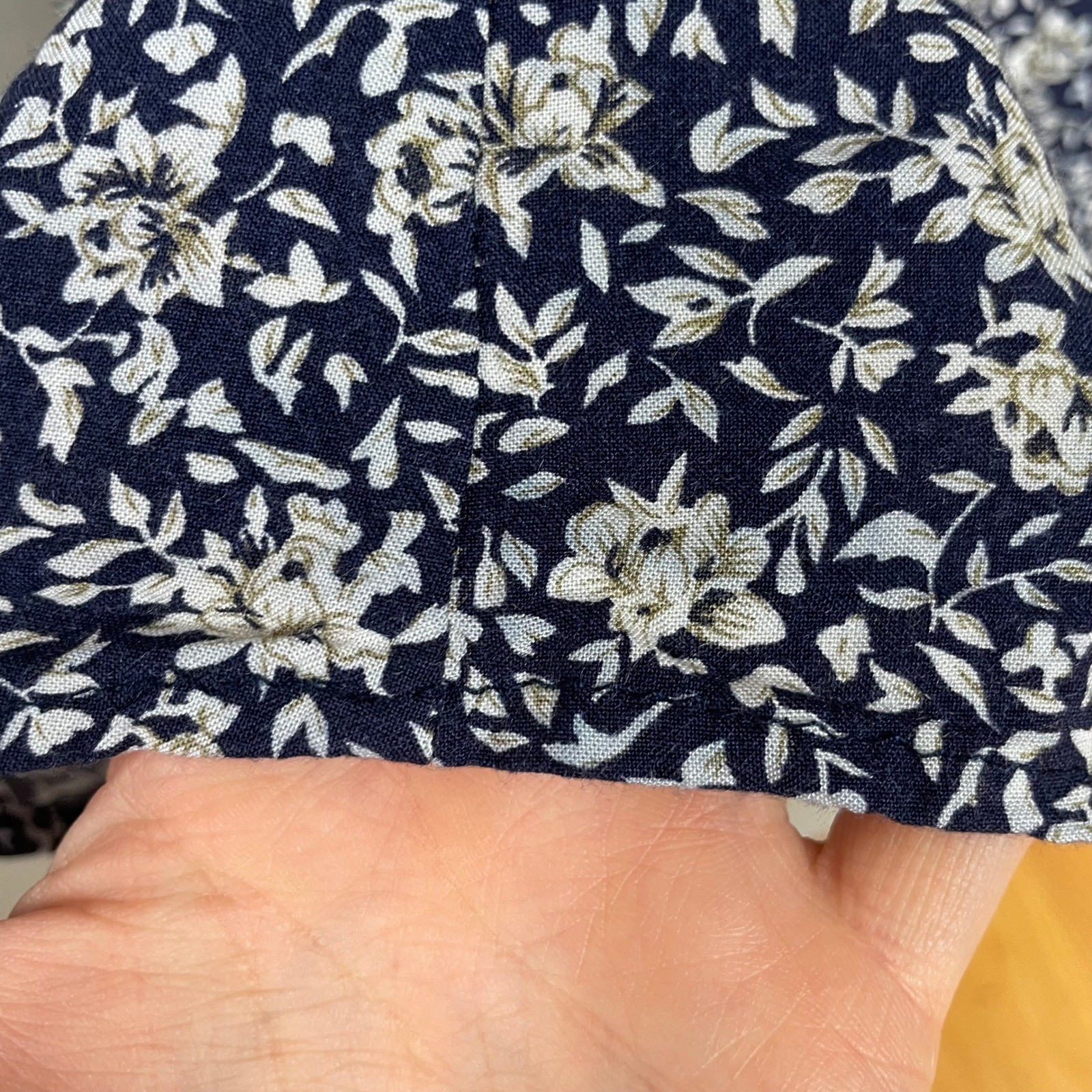 Vintage Paris Sport Club Dress Navy Floral Midi Faux Pearl Button Juniors Size 3
