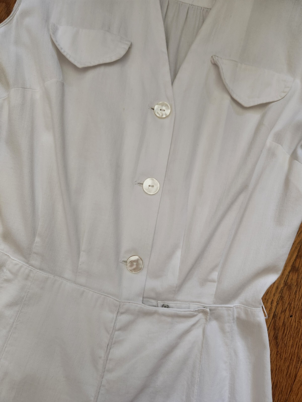 Vintage 1930s Playsuit White Cotton Jumpsuit Romper Beach 30s F.B. Horgan