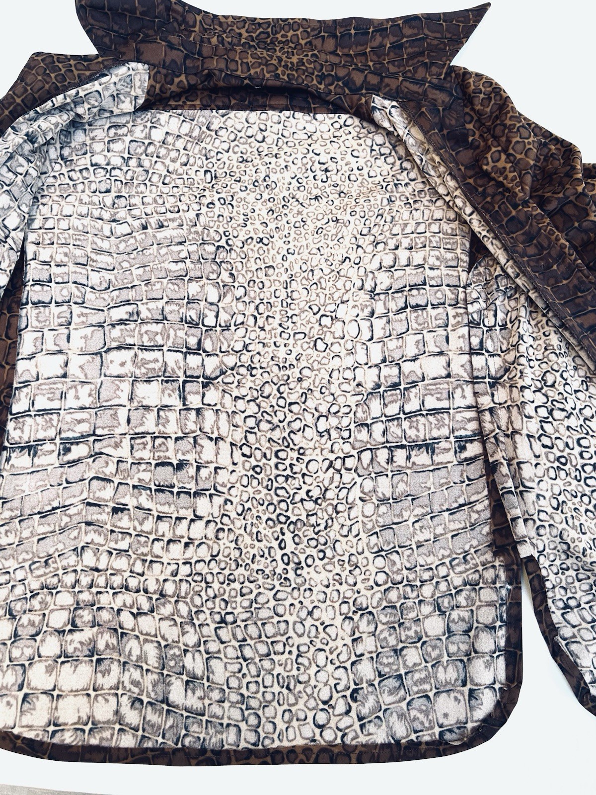 Vintage 70s Crocodile Rock Disco Anjac Dagger Collar Blouse Sz 6 Groovy Retro