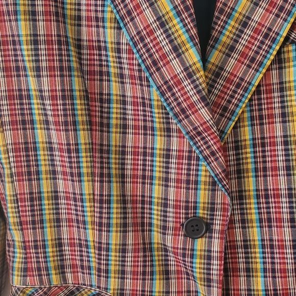 Donnkenny Separates Preppy Plaid Structured Blazer Vintage Size 10 Lightweight
