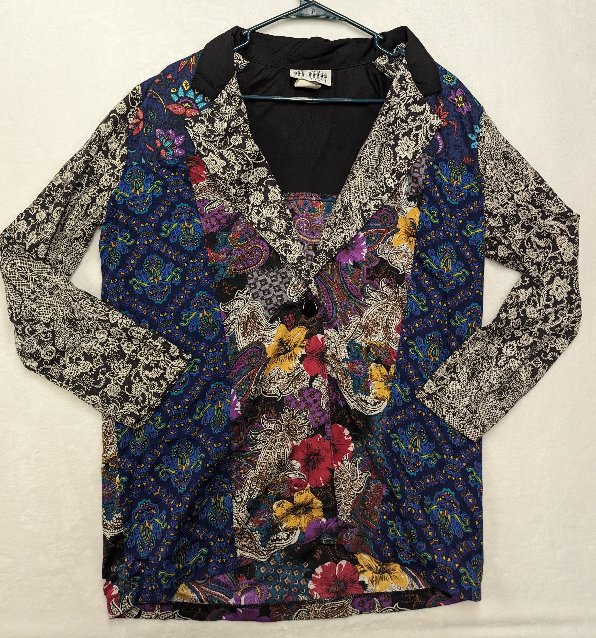 JRS ONLY! California Vintage Retro Floral Patchwork Single Button Blazer Large