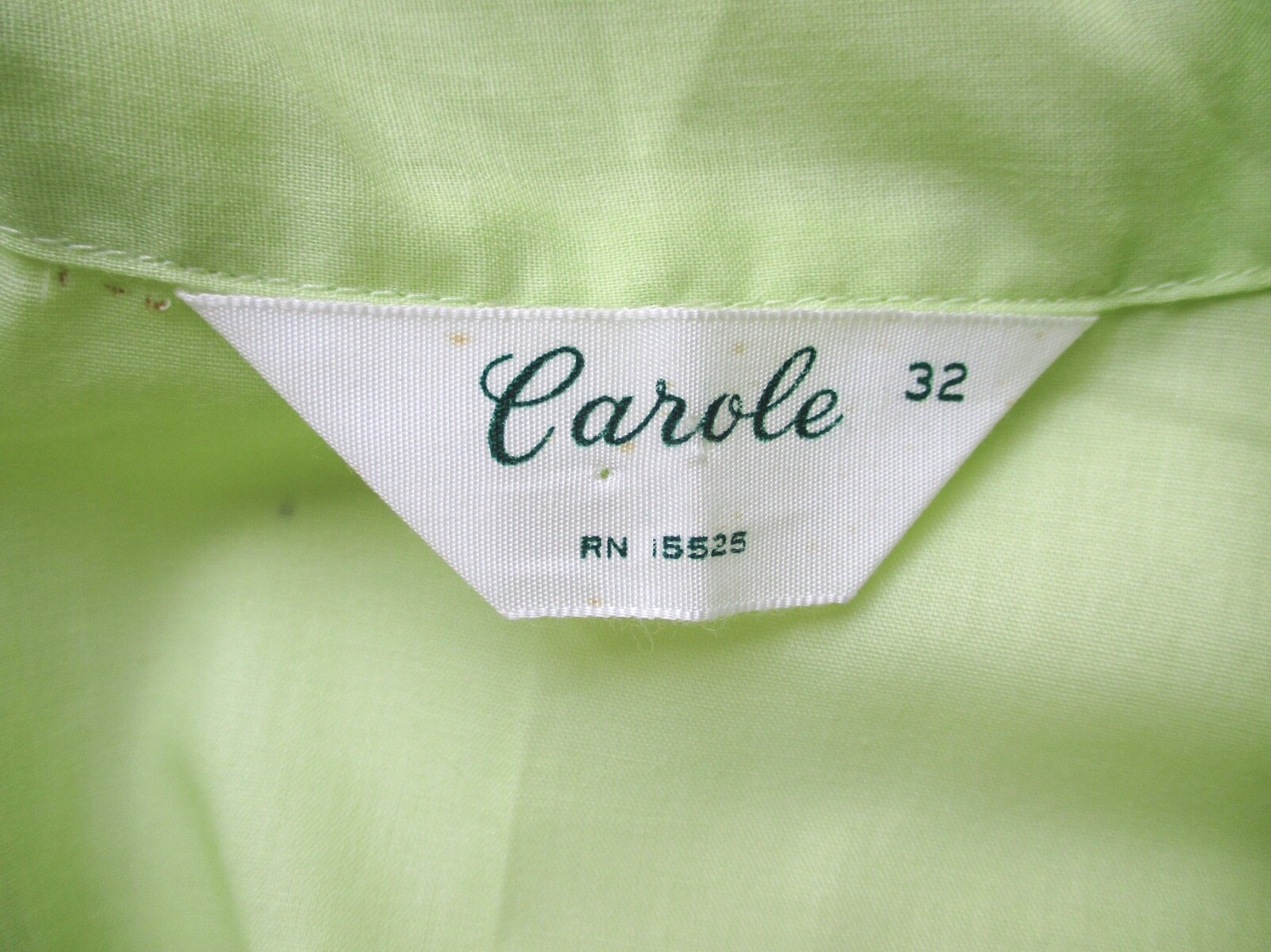 EUC Vtg 60s Citron Green S/S Top Long Pants 2-Pc Pajama Set Floral Ribbon 32