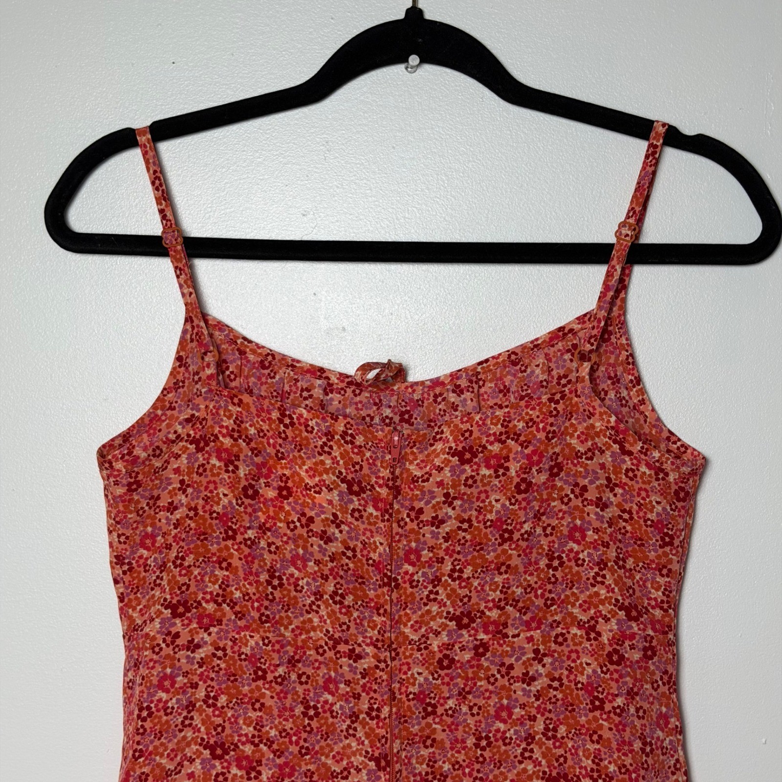Vtg DBY 70s Floral print babydoll mini dress with spaghetti straps sz 3/4