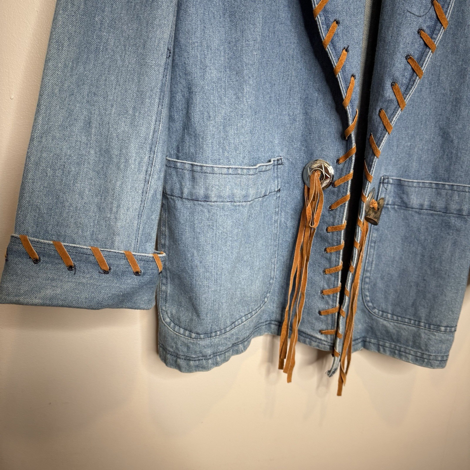 Vintage 80s Denim Western Oversized Jacket, Size S