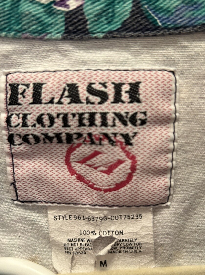 Flash Clothing Company LA 80s Denim Floral High Waist Skirt Size 9 Jacket Sz M