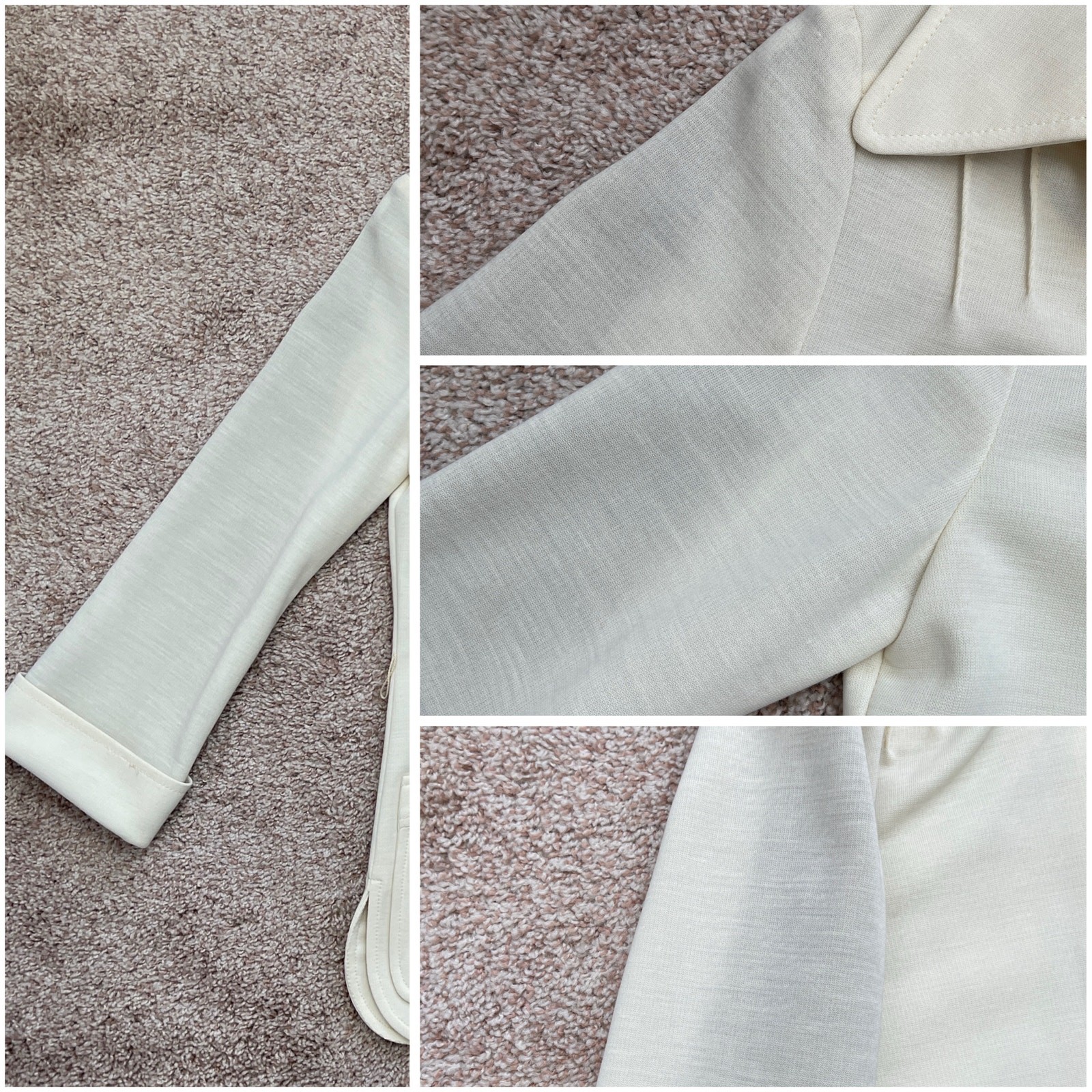 VTG 70’s Cream Blazer Jacket & High Waist Wide Leg Pants Suit Set Retro Size XS