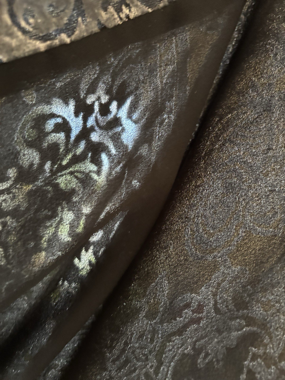 Oberon Silver And Black Silk Velvet Burnout Jacket Oriental Style 16 Women’s 90s