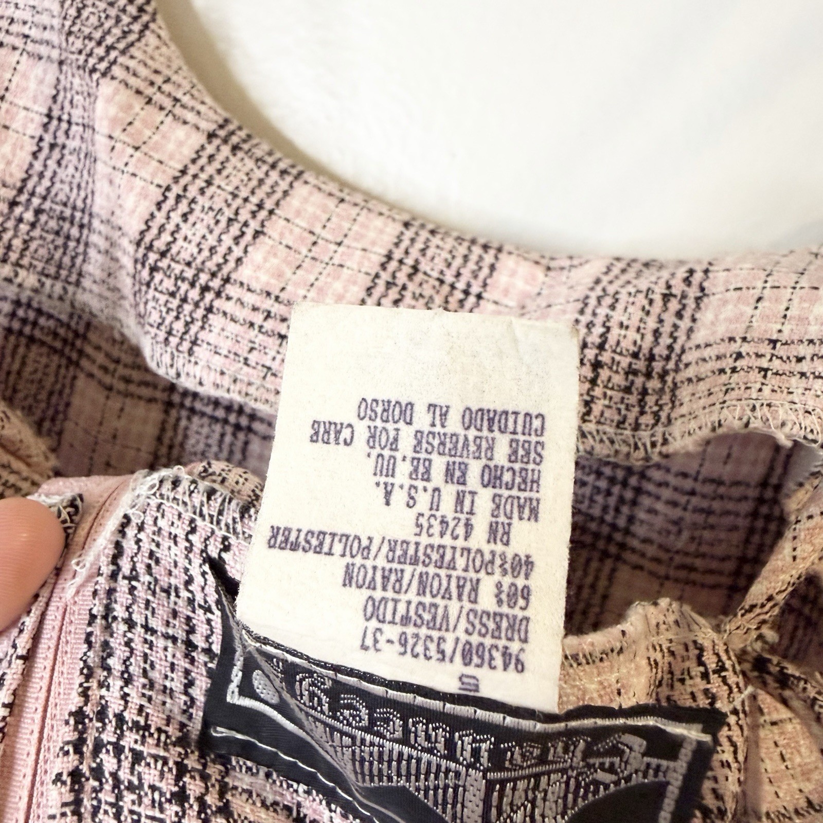 Vintage Channcey’s Grunge Plaid Check Mini Dress 90s Pinafore Pink Black 5