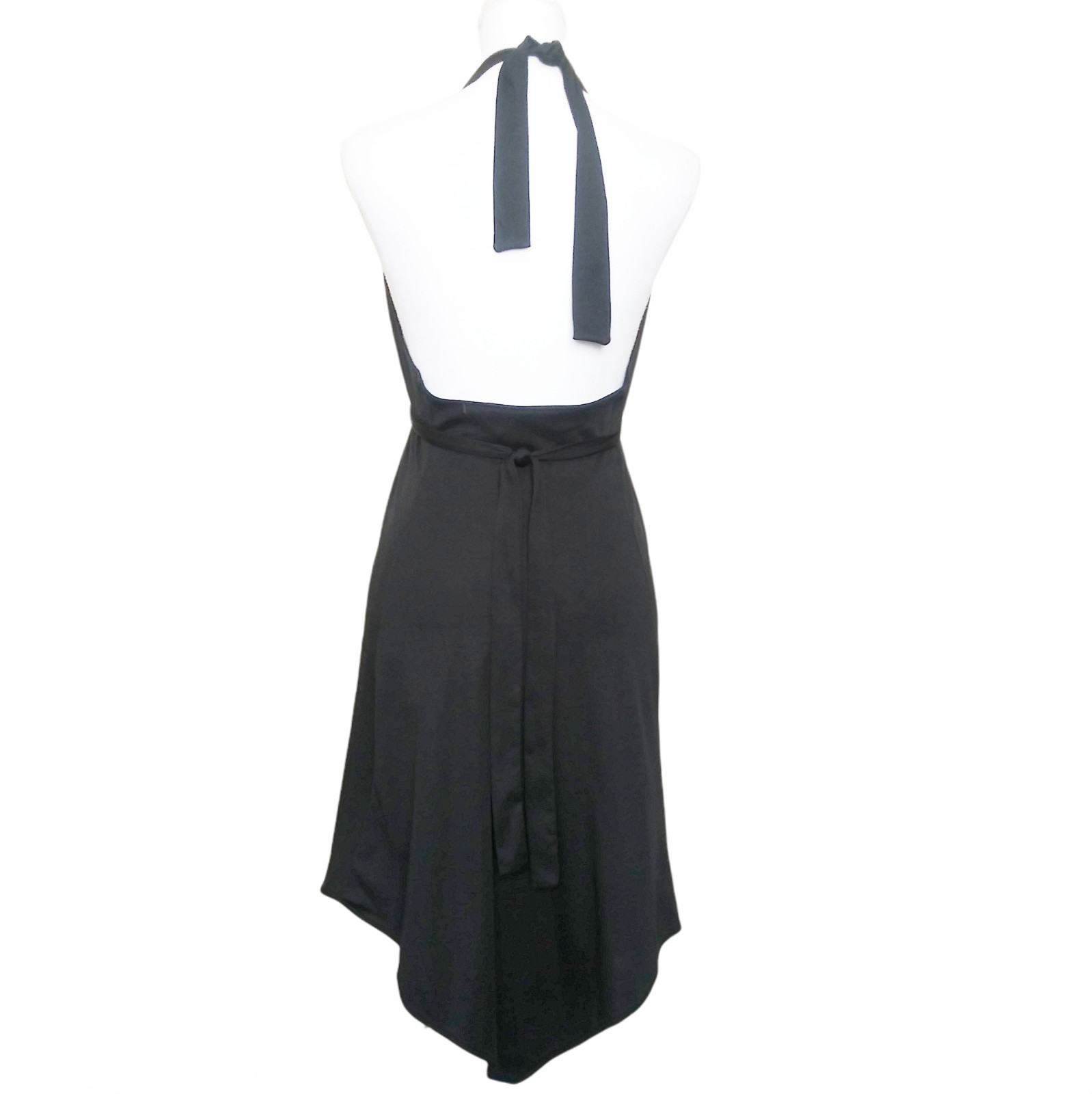 Y2K Jersey Halter Dress M Black Lace Center Goth Festival Fairycore Witchcore