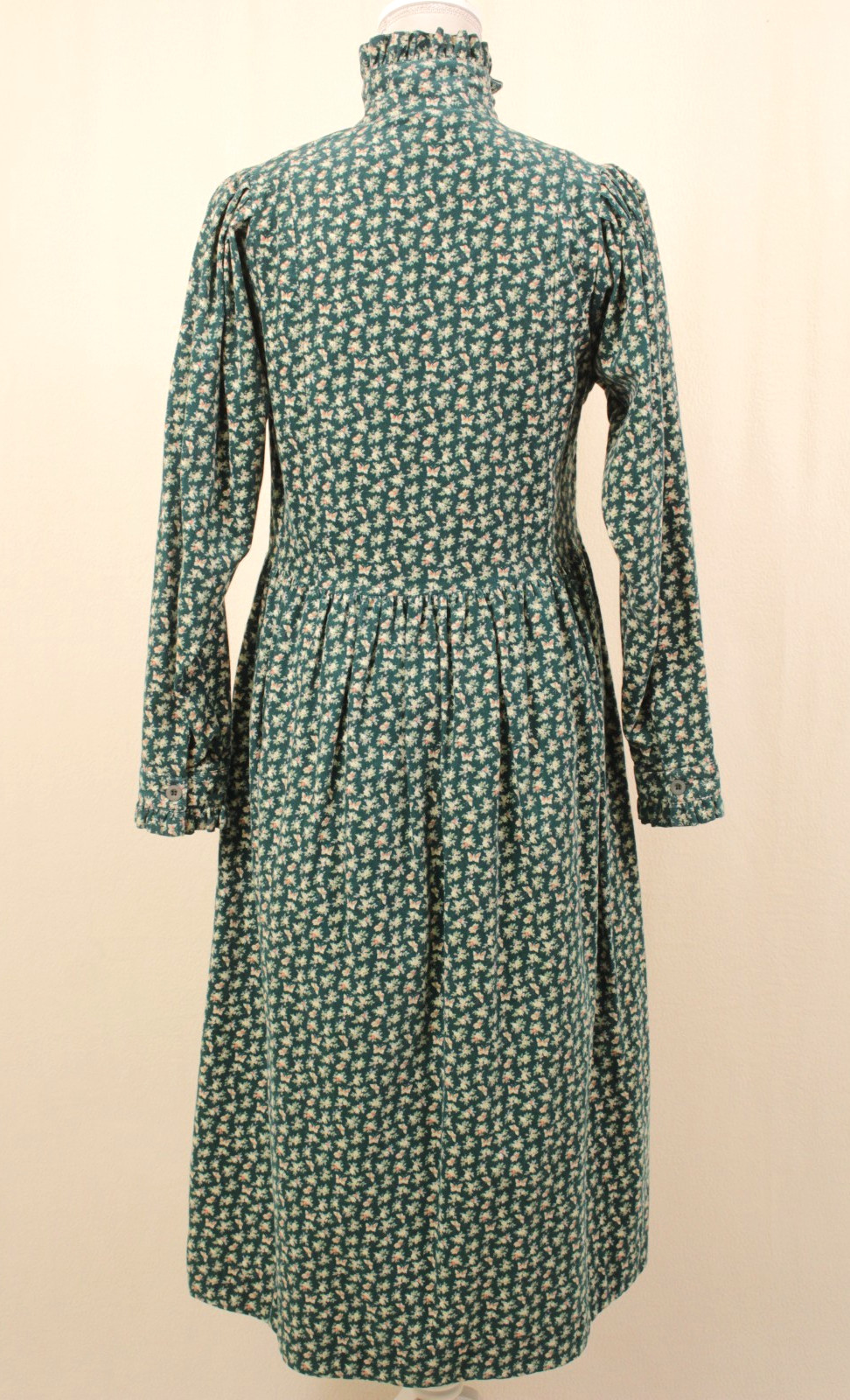VTG Women’s 80s 90s Green Floral Laura Ashley Corduroy Maxi Dress XS/S