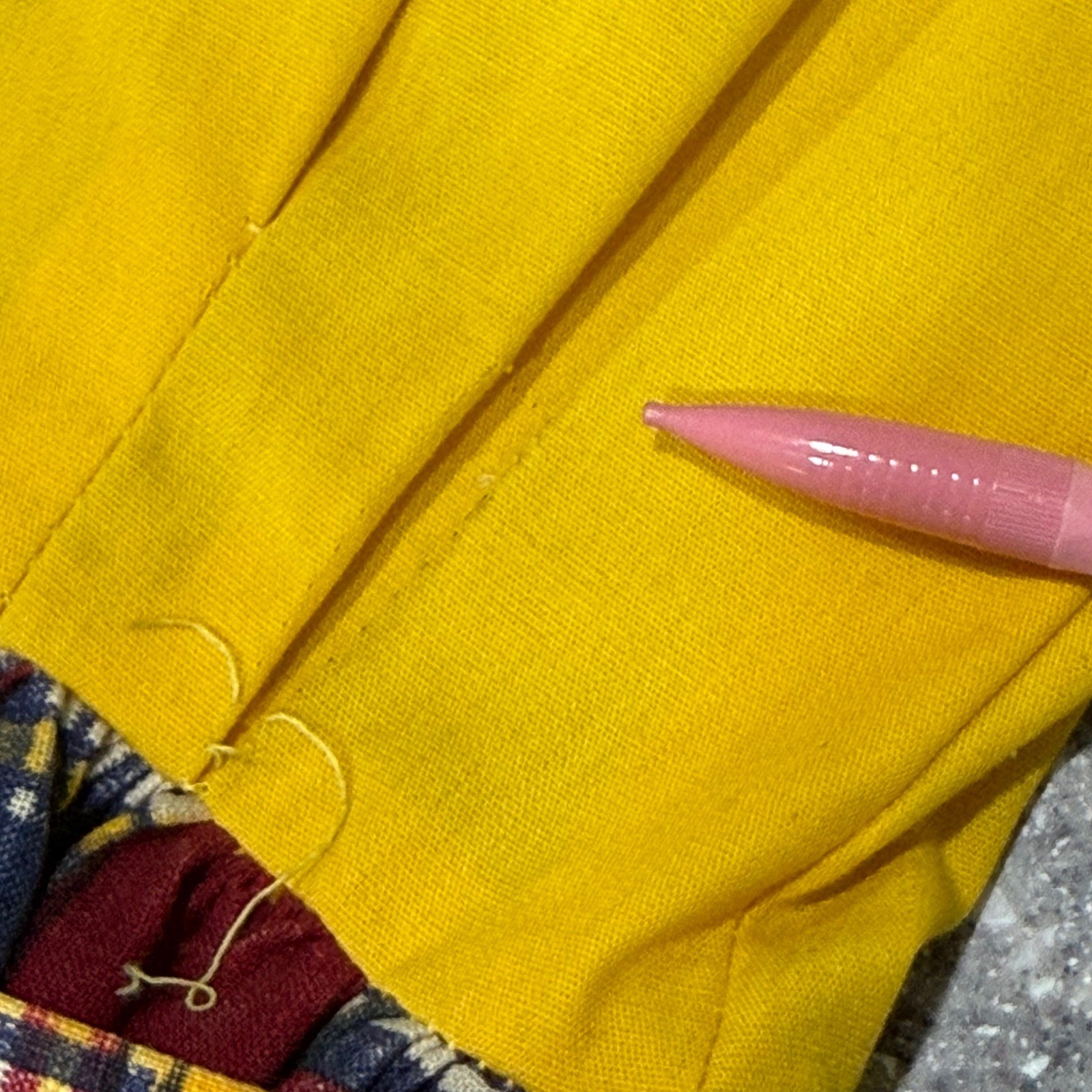 Vintage Lounge Craft Patchwork Plaid Maxi Dress Yellow 70s ILGWU Union Made 10