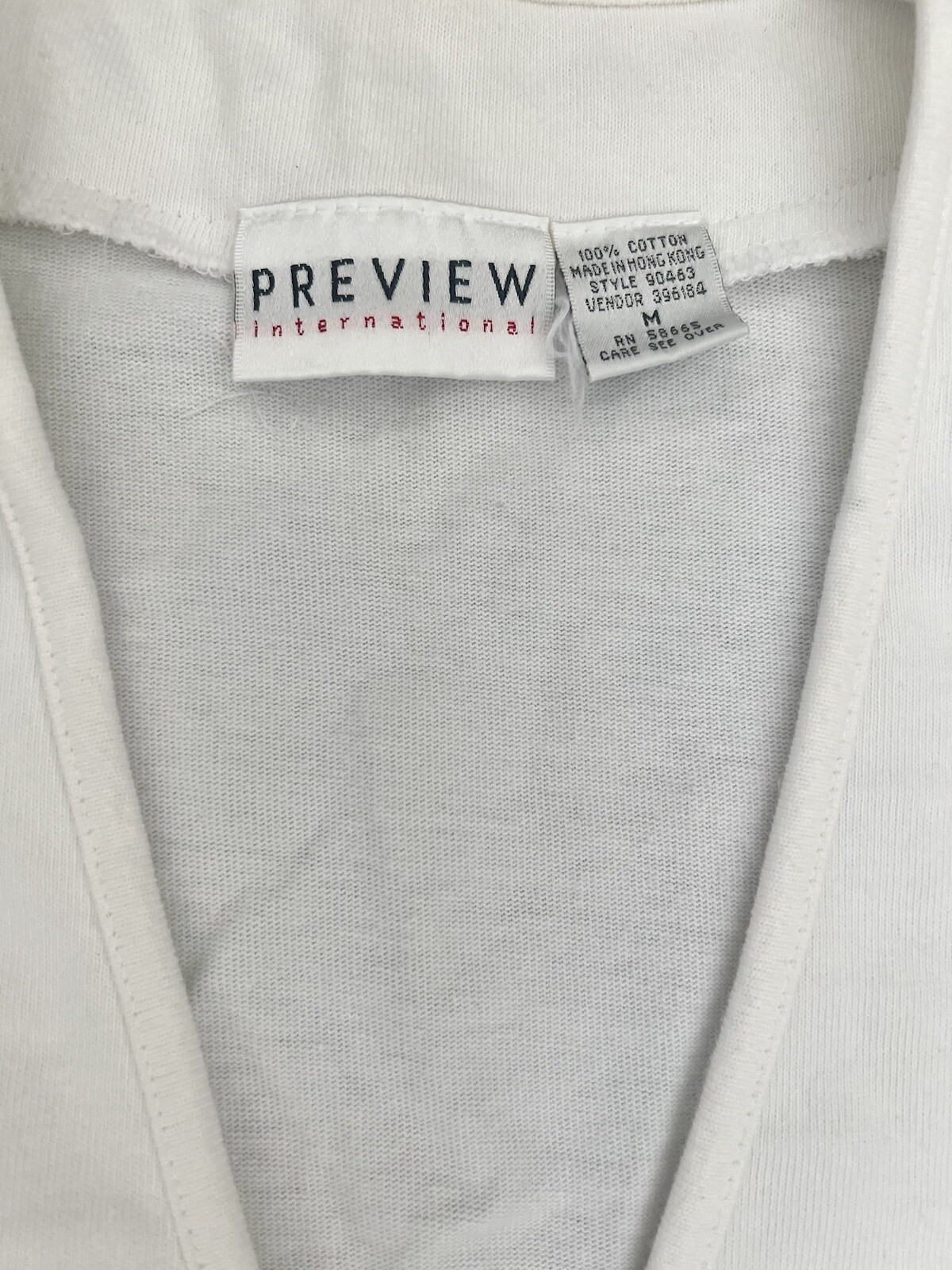 Vintage 90s Preview International White Cardigan Sweatshirt Embroidered M