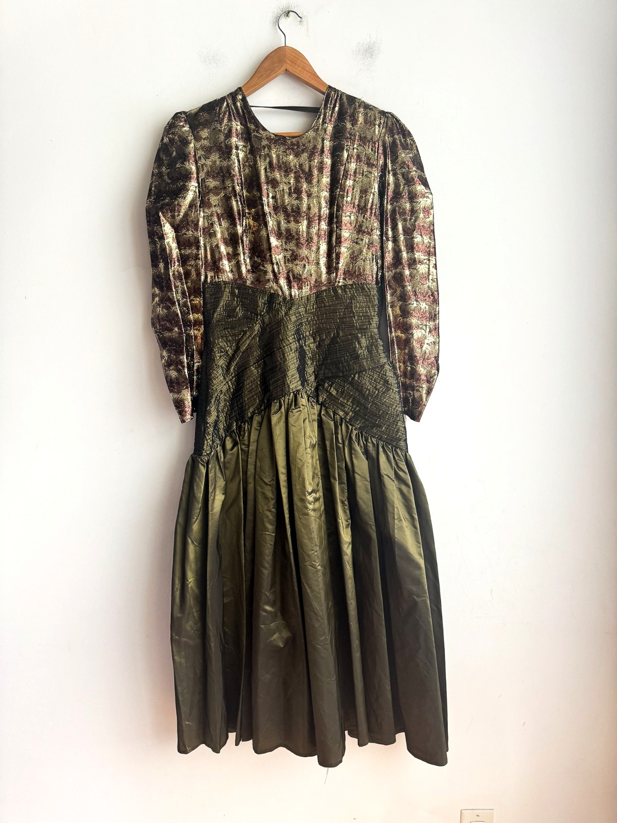 Vintage Liptons Taffeta Lurex Earth Tones Midi Prom Dress NWT 10