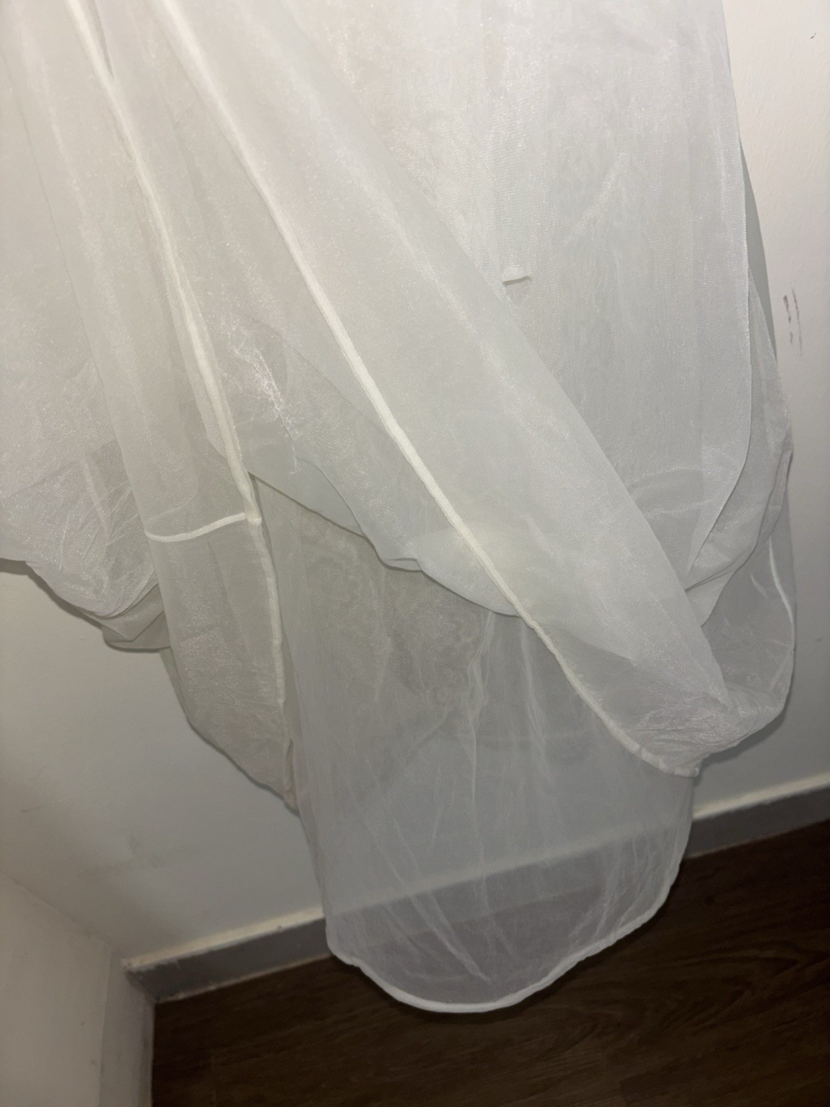 RARE VTG Evette Sheer Lace Bridal Peignoir Robe White 70s Boudoir Lingerie