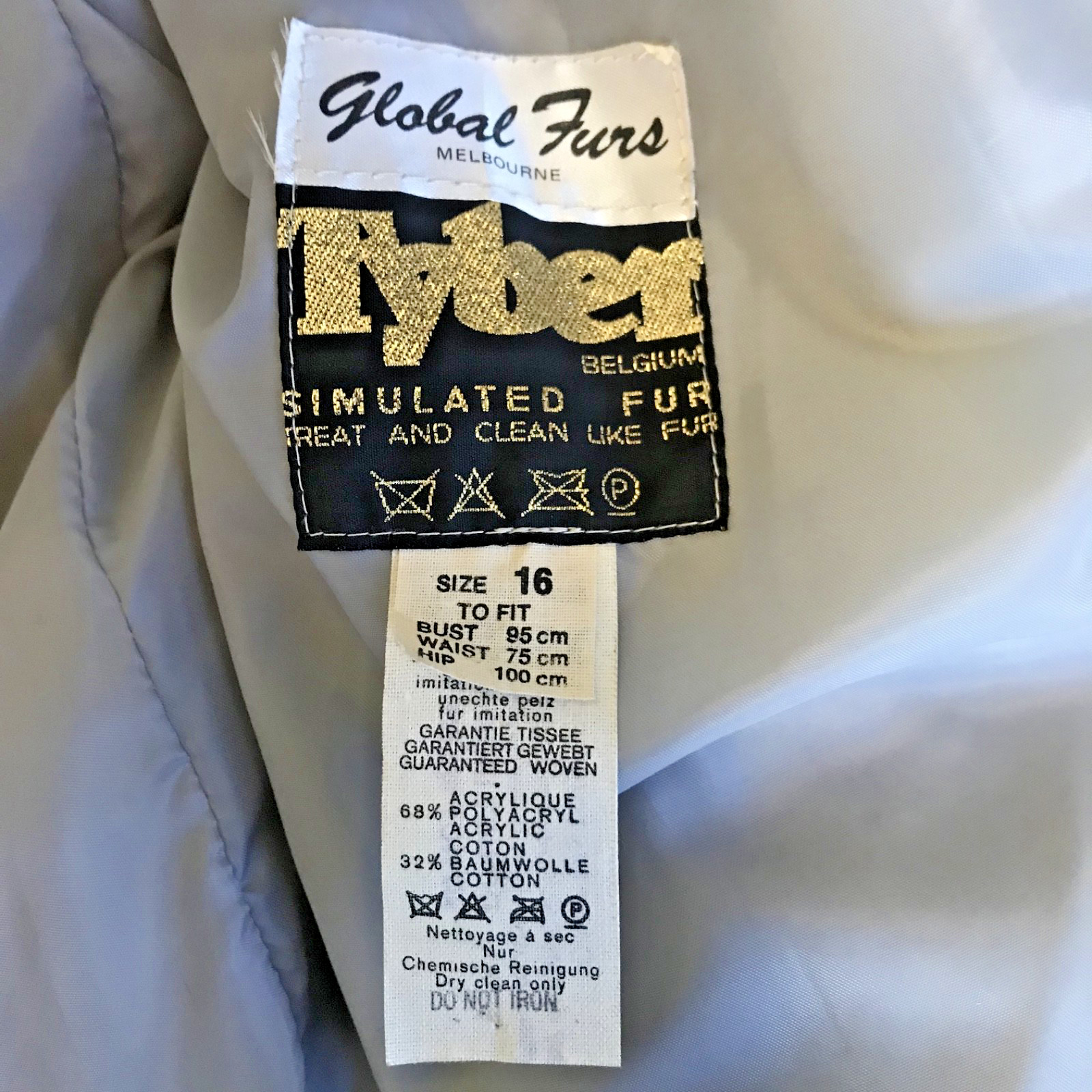 Vintage Women’s Simulated Fur Coat Jacket by Tyber Global Furs Melbourne Size 16