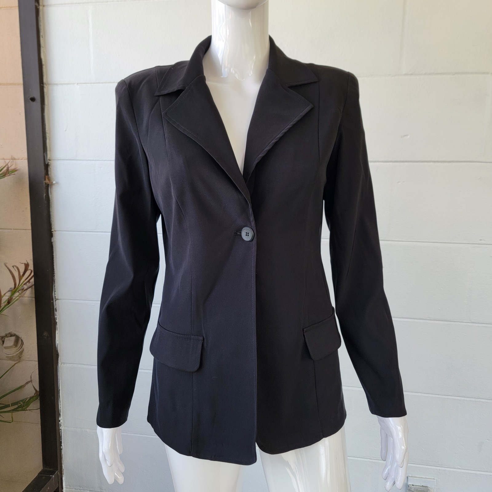 Vintage City Triangles Black Blazer 90s Y2K Office Siren Corpcore Fitted Size 9
