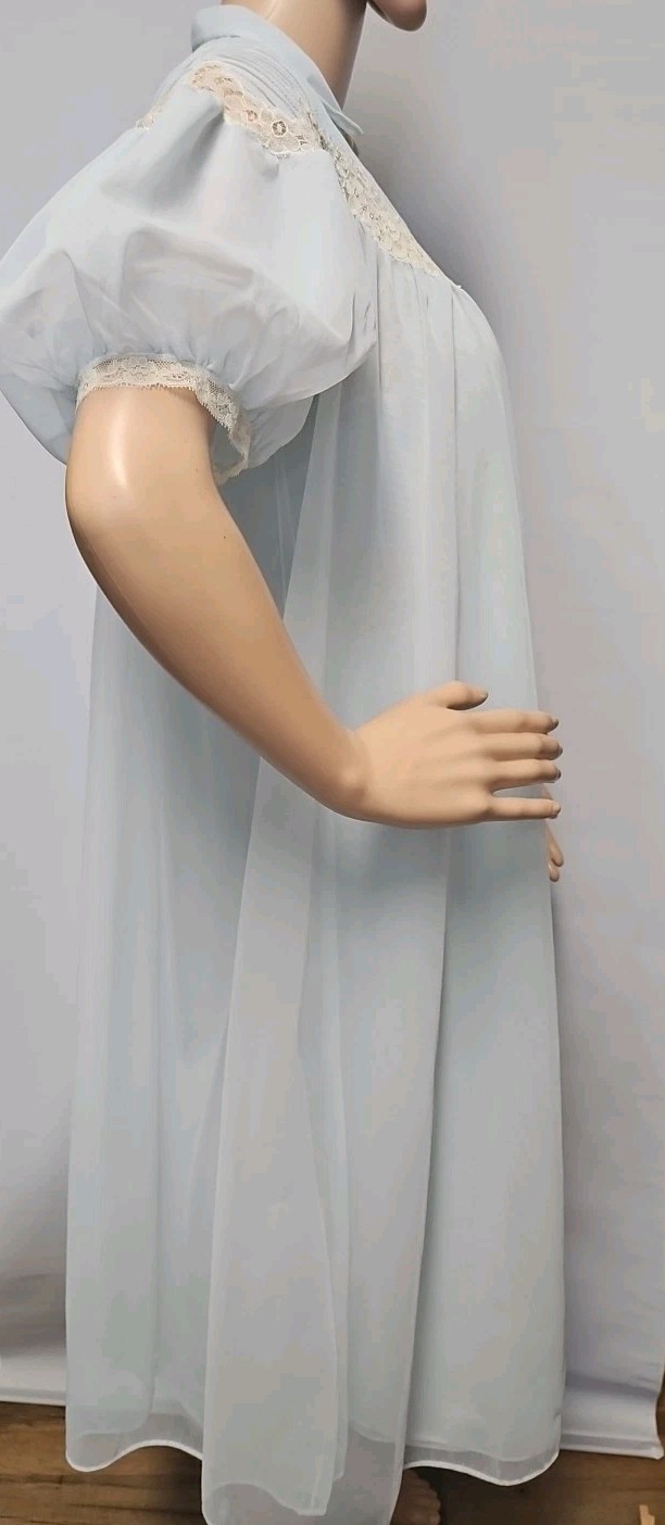 Vintage Godfried Original Blue CHIFFON & LACE Peignoir SET Size Small /PS?