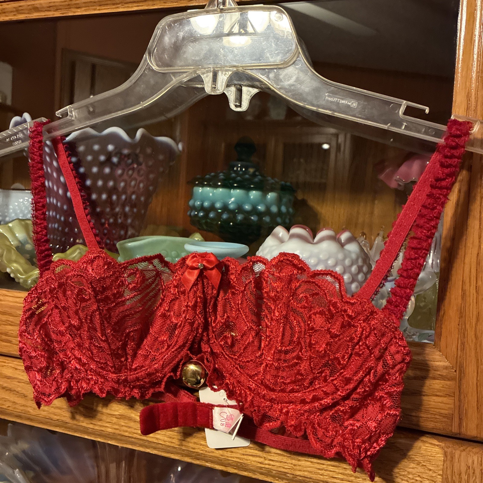 Shirley of Hollywood Vintage Y2K Red Lace Underwire Bra Style 324 Size 36 Sexy