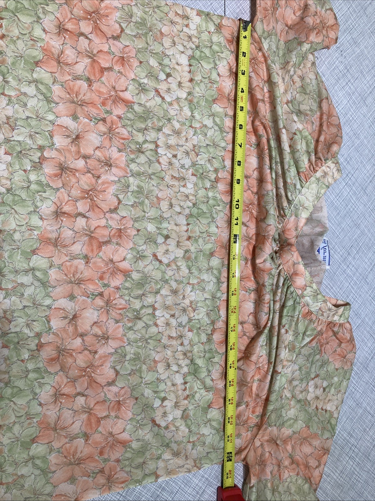 Vtg 70s Ship N Shore Size 40 L/XL Floral Poly Knit Top Sheer Pastel Cottagecore