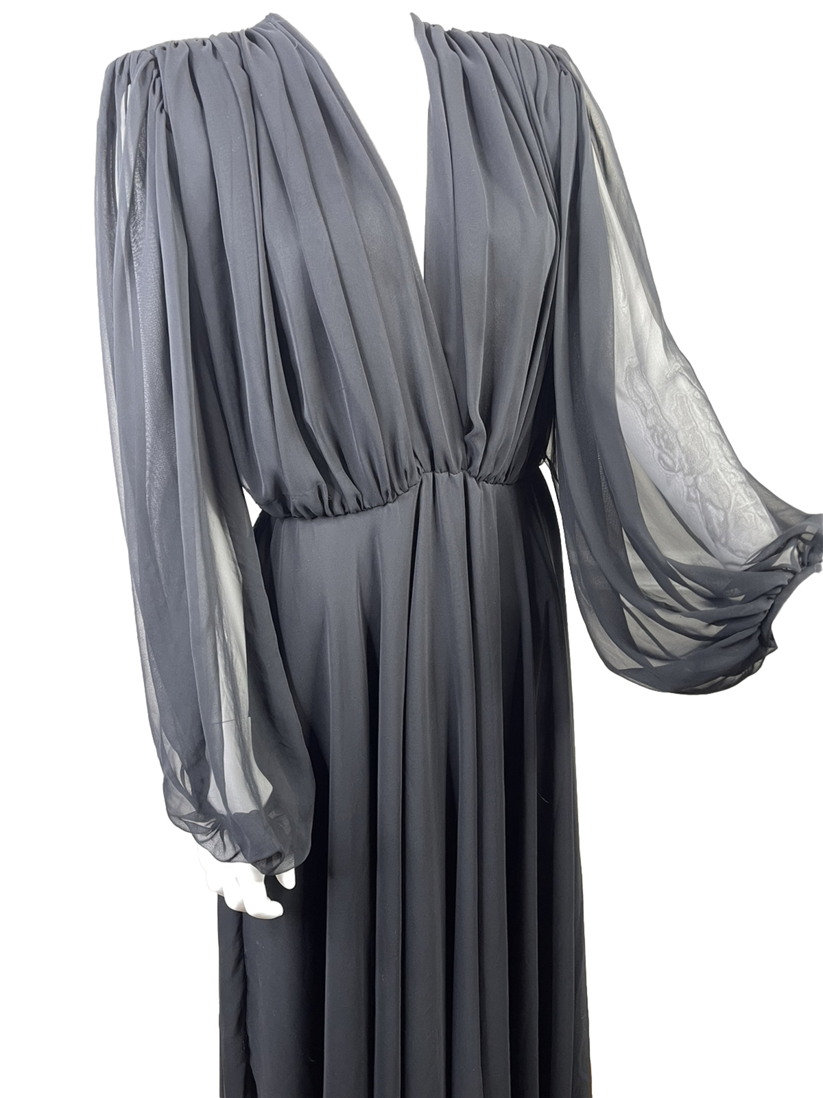 Vintage William Pearson designer dress Black Chiffon Goddess Sheer size 8