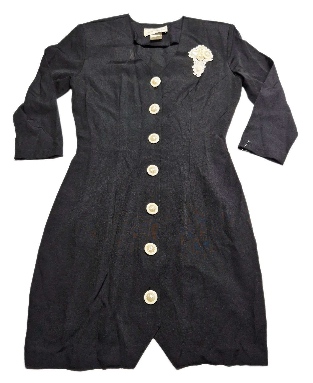 VTG 70s Young Edwardian Arpeja Black Dress Victorian Revival Goth Boho Size 13