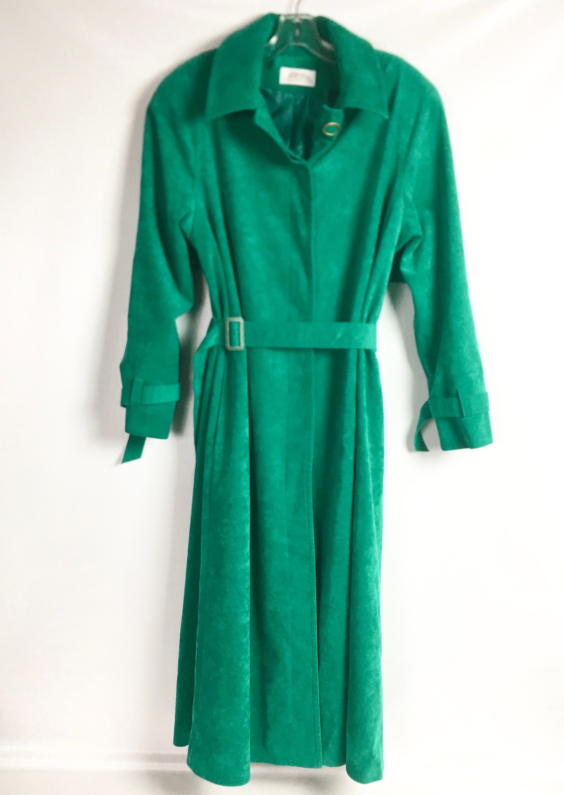 Lilli Ann Trench Coat Womens 10 12 Large Green Ultra Suede Vtg 80s Collection