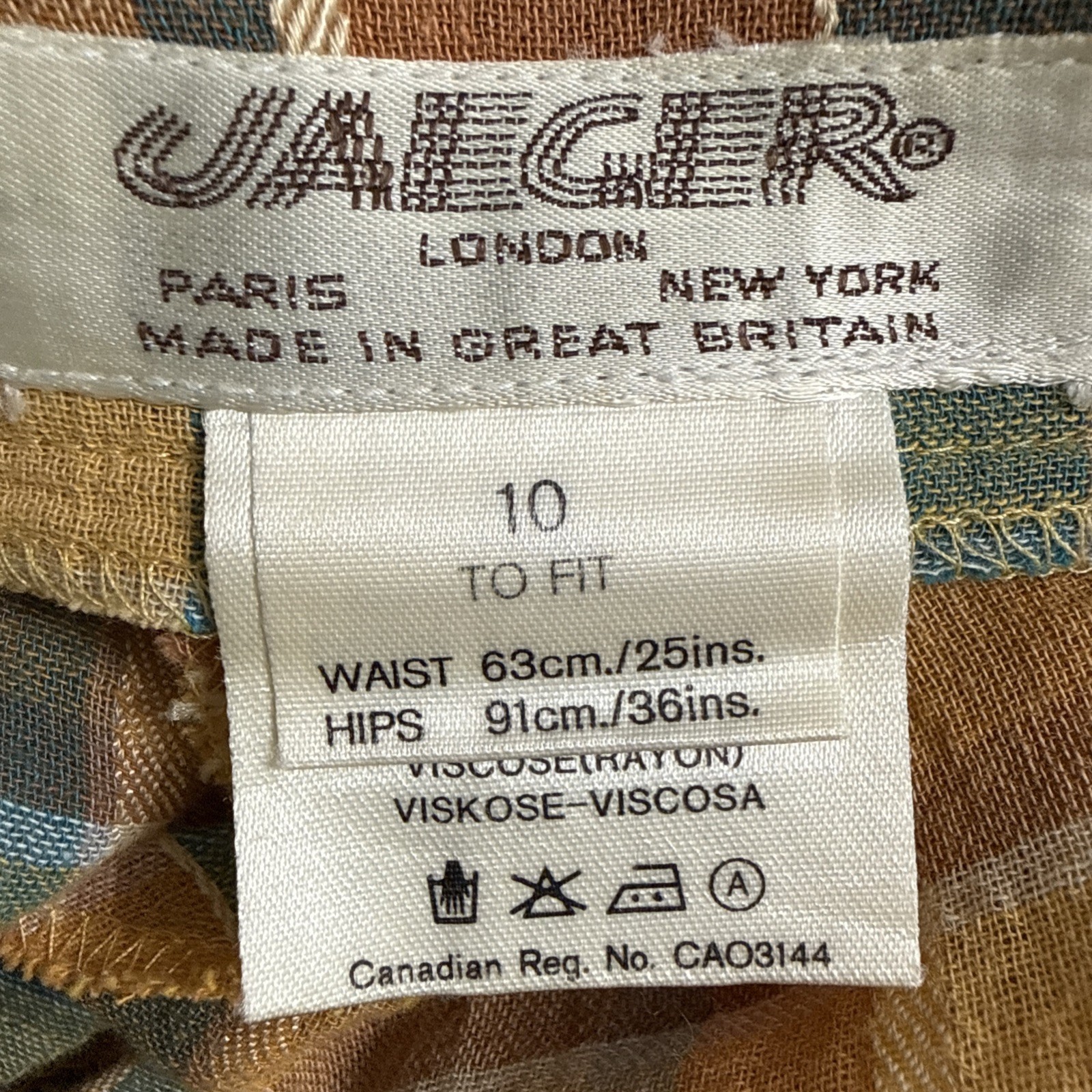 Rare Vintage Jaeger London Madras Autumnal Check Plaid Skirt 2pc Set Size 10