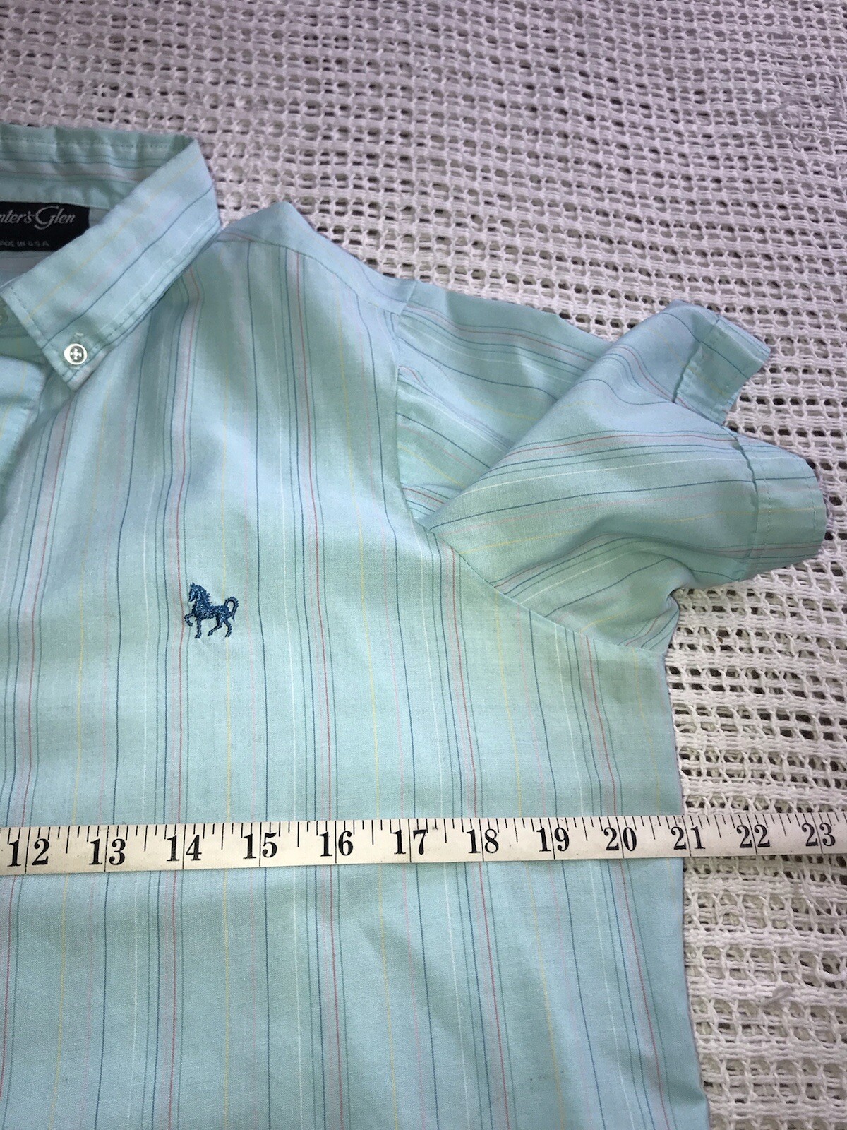 80’s Vtg Women’s Colorful Stripe Blue Top Shirt Hunter’s Glen Button Up Medium