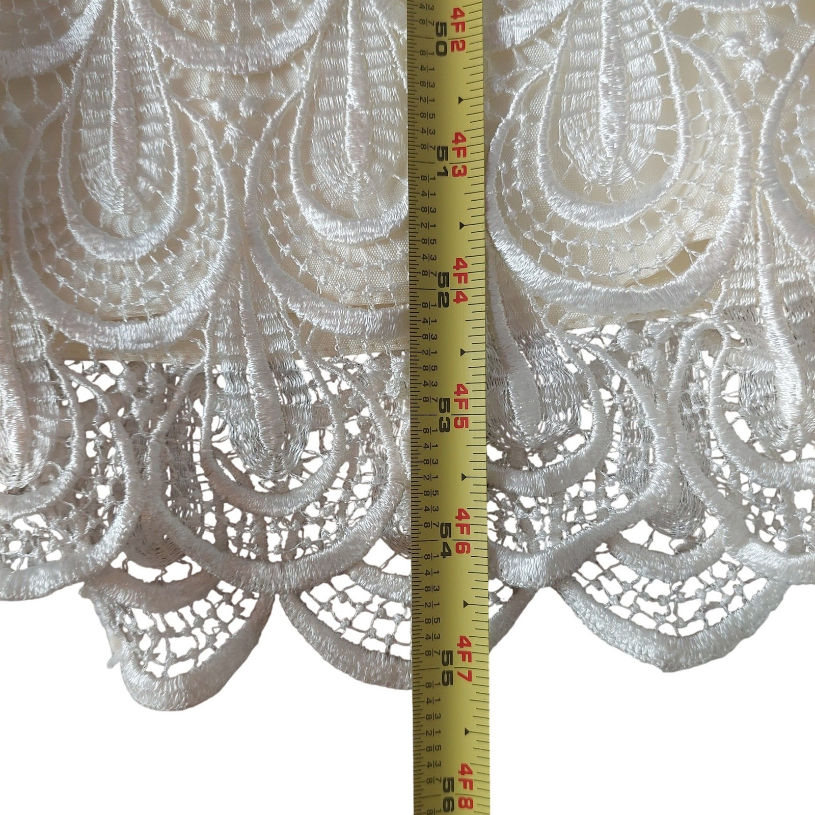 Michaelangelo Vintage Ivory Scalloped Lace Tiered Evening Gown Dress Womens 9/10
