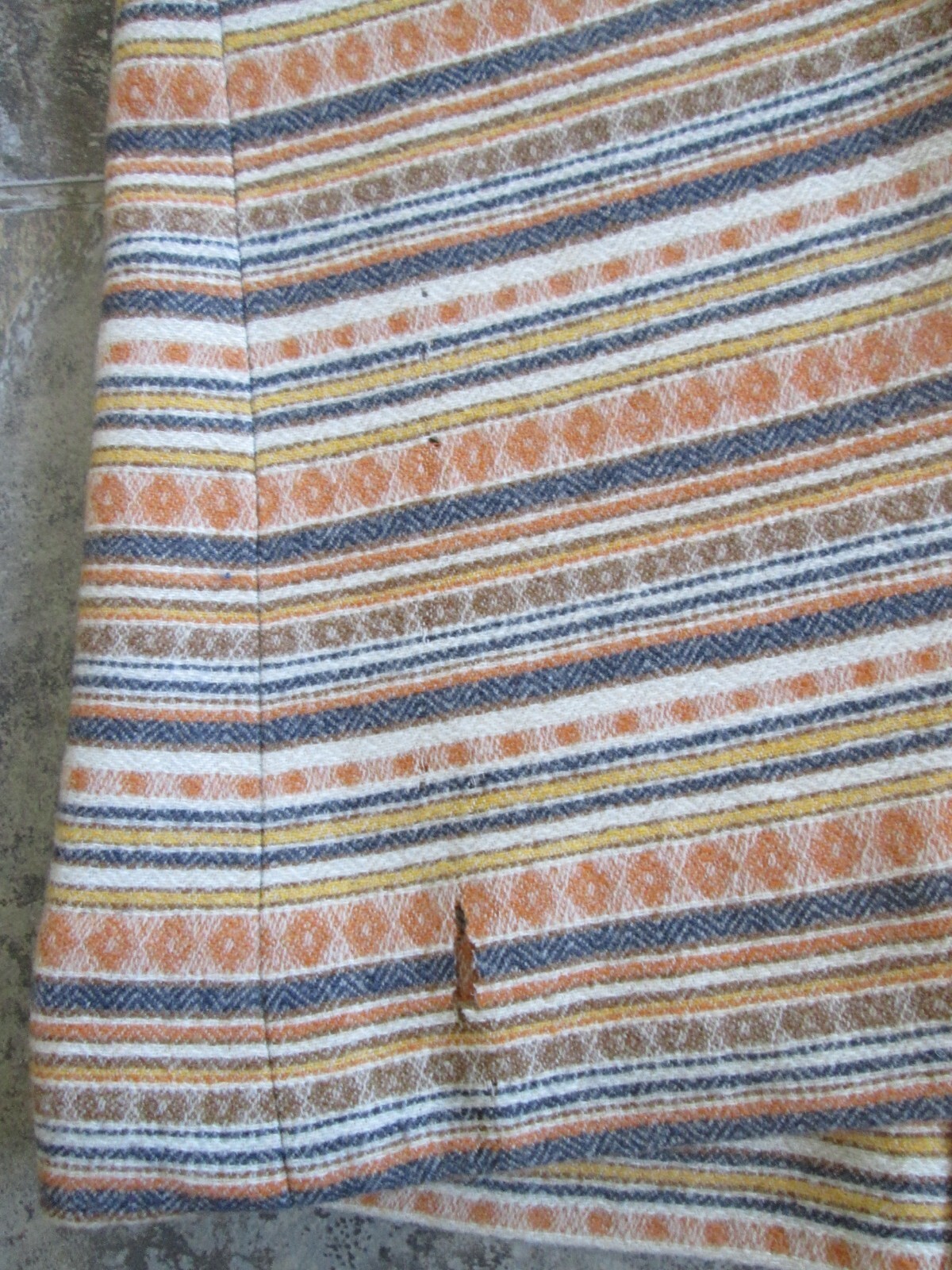 Vintage Pendleton 100% Wool Skirt 14 27″ Waist Orange Brown Stripe Long Fabric
