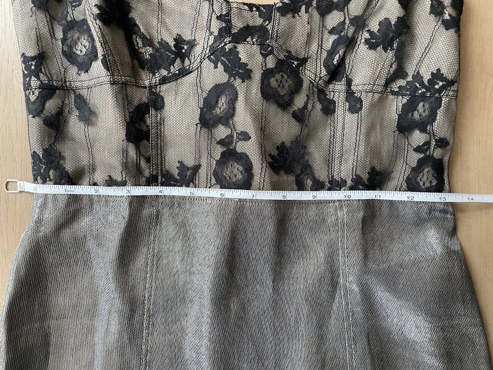 Marc Jacobs Vintage Lace Bustier and Metallic Silk Dress, Lace Straps, Size 0