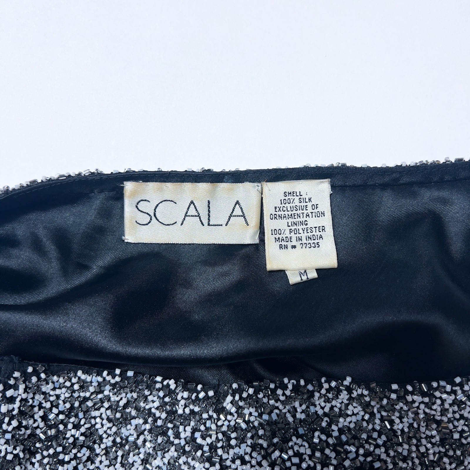 Vintage Scala Beaded Silk One Shoulder Top
