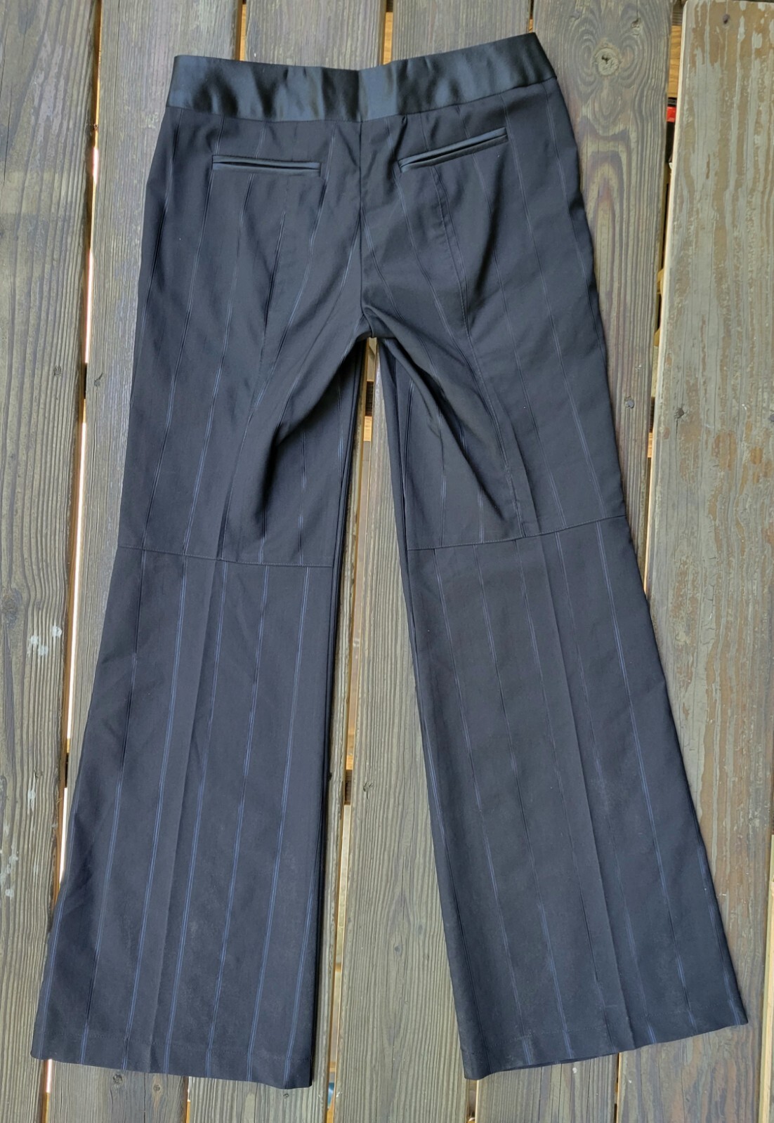 Nanette Lepore vintage 90s 00s pant suit black satin stripe brooch low rise 0