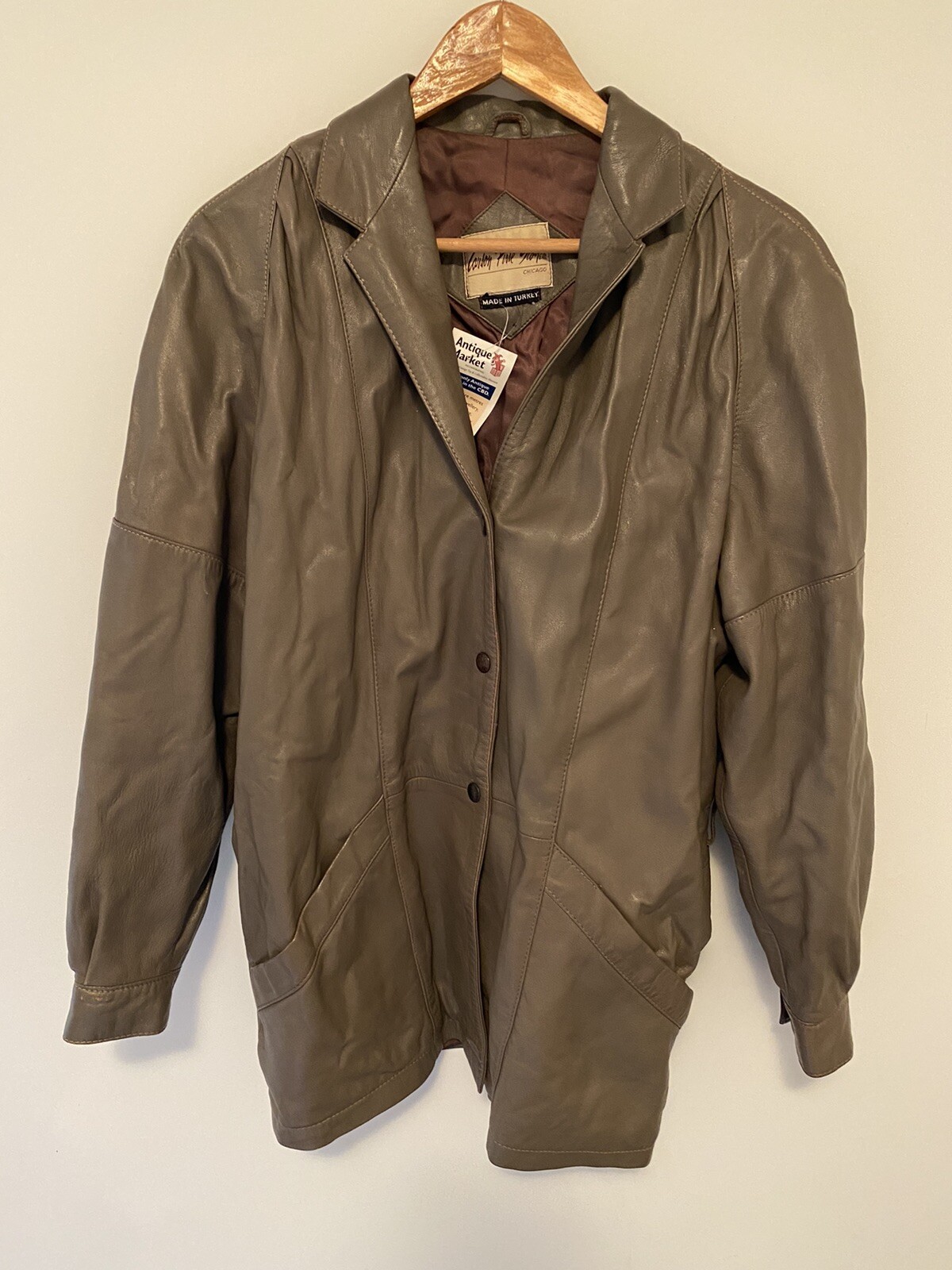 70s S/M Carson Pirie Scott Chicago Made In Turkey Leather Jacket Blazer Grey