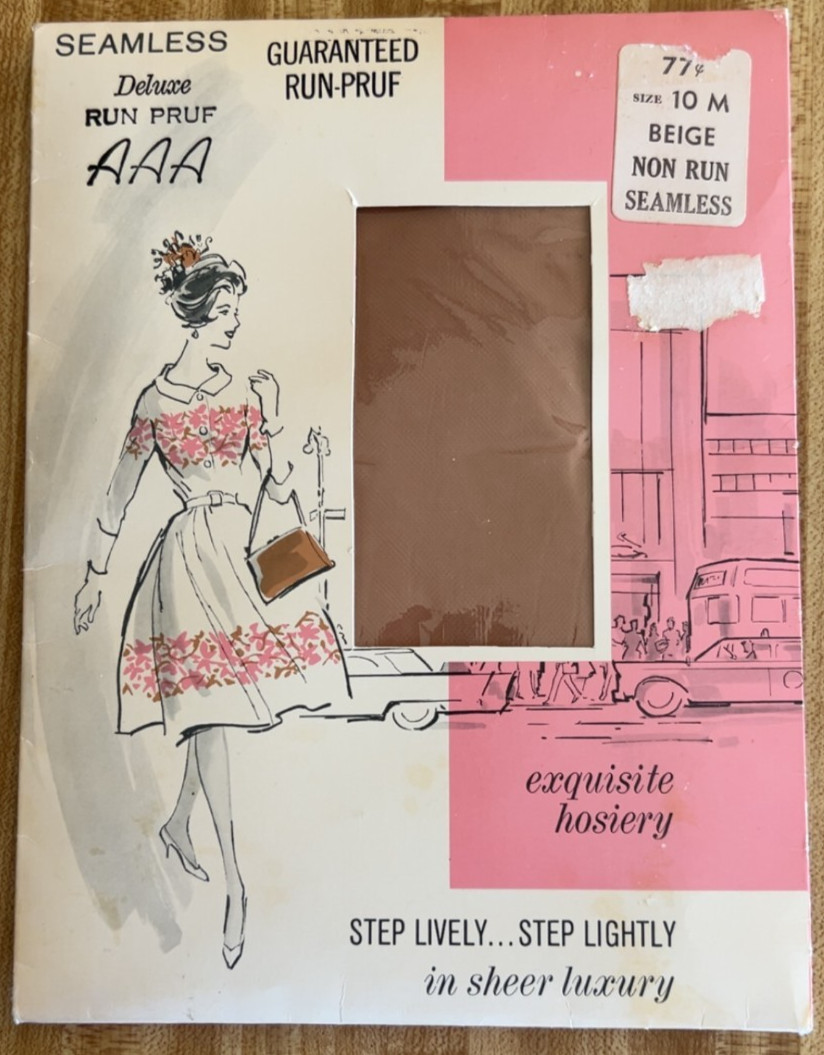VTG Exquisite Hosiery NOS Beige, Non-Run, Seamless, Sheer Luxury, Size 10M, USA