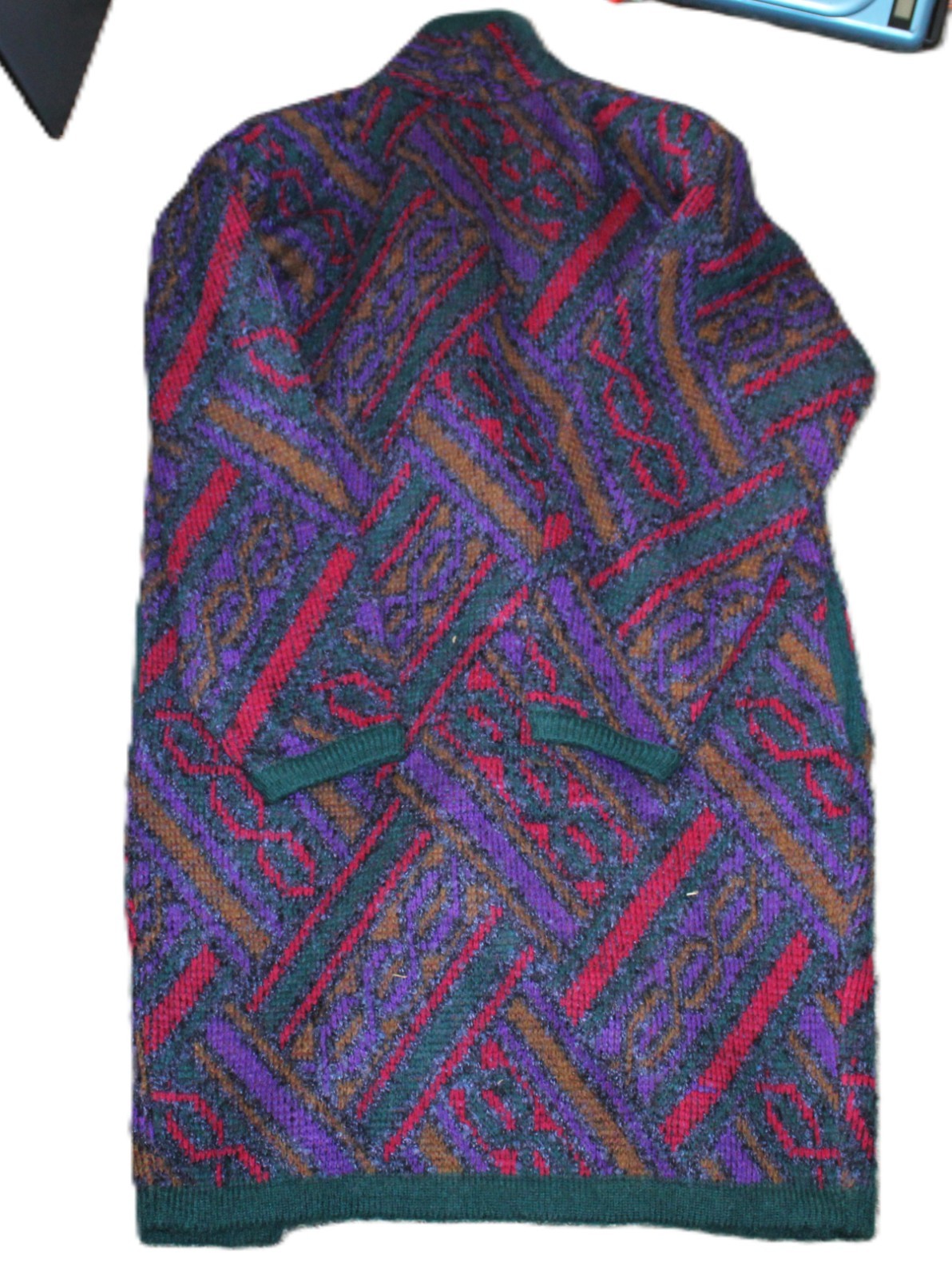 Cervelle Vintage 80s Liola Geometric Patterned Cardigan Shoulder Pads Warm