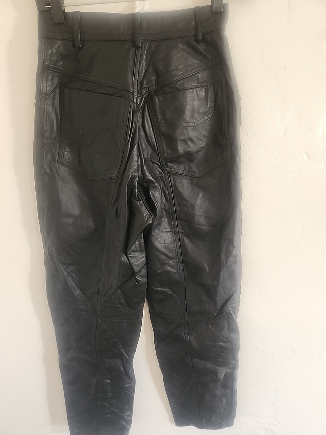 vintage 80’s 90’s y2k leather pants sz 4 black biker club womens together great