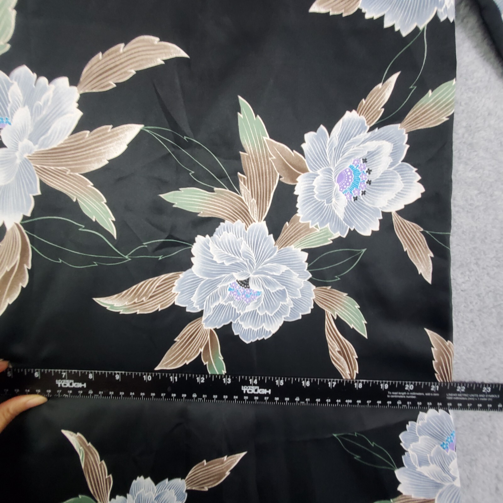 Vtg 60s Nani of Hawaii Dress Sz S M Kimono Shift Floral Vneck Frog Button Satin
