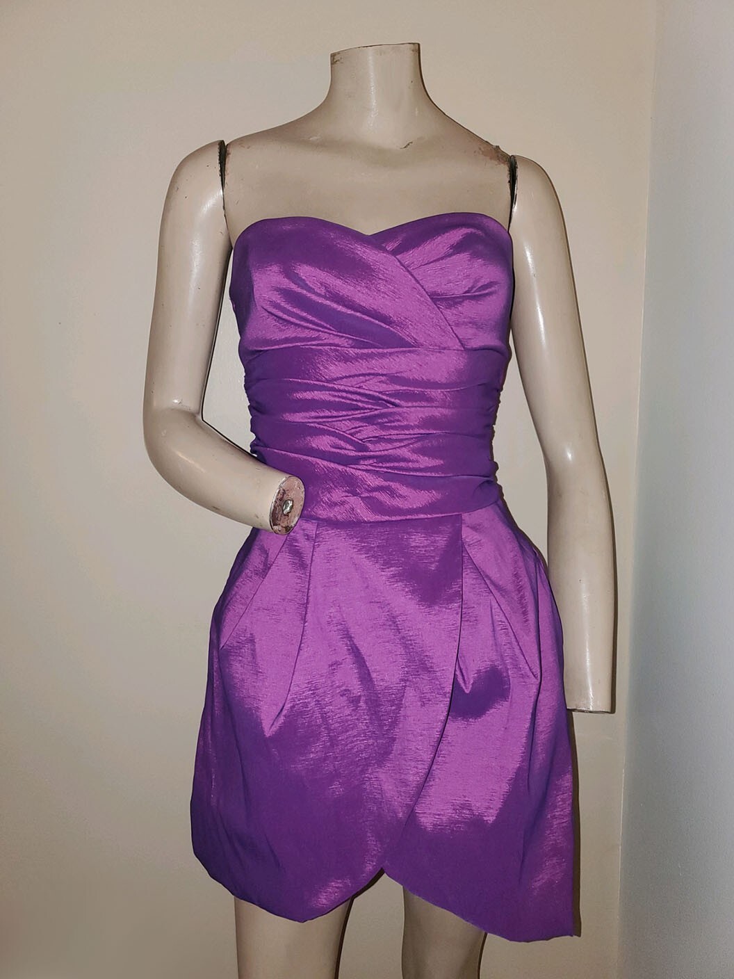 Vintage 80s 90s Jessica McClintock Purple Strapless Prom Formal Dress XXS/XS