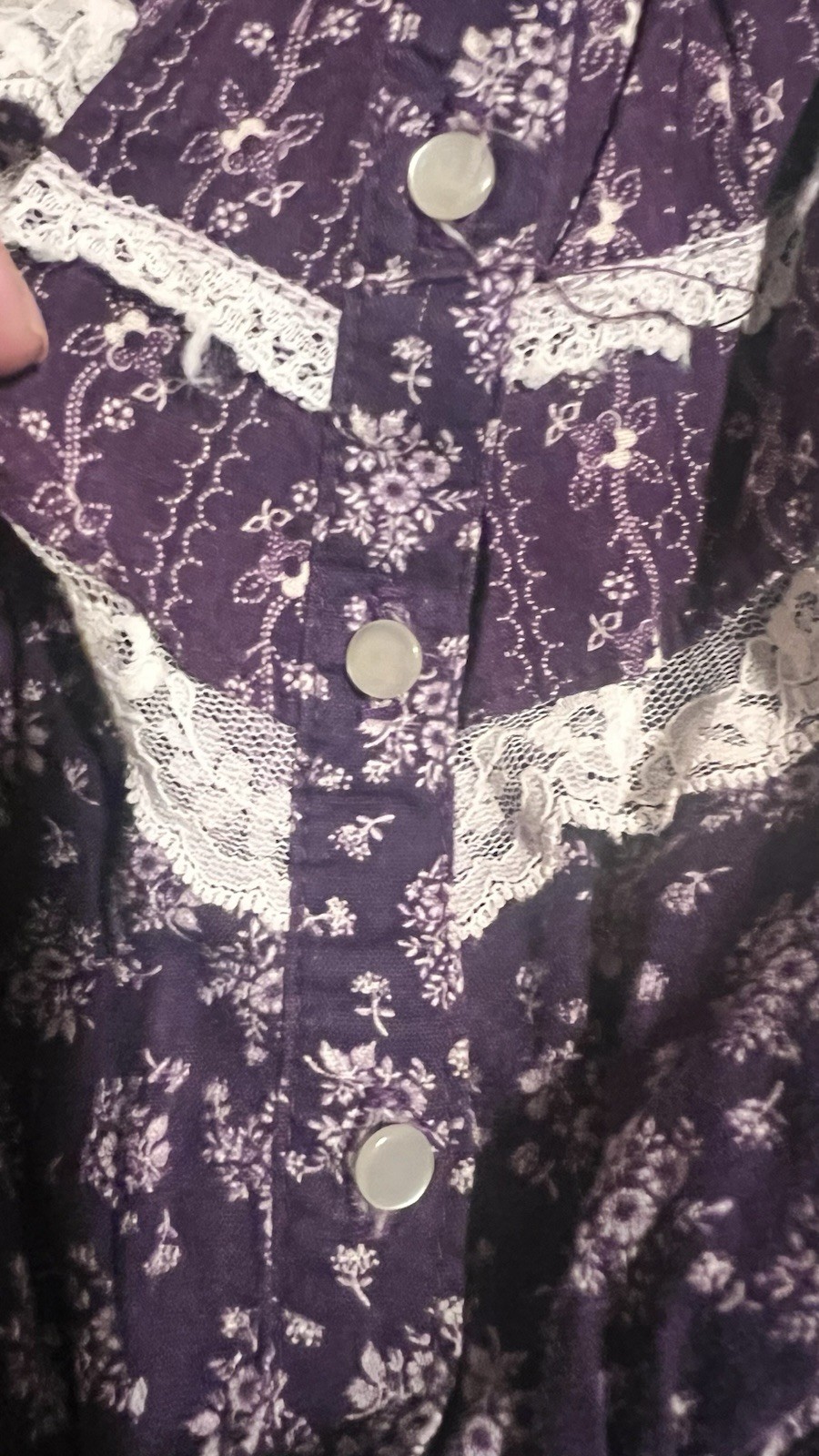 VTG 70s Candi Jones Women’s 3 Cottage Core Prairie Midi Dress Purple Floral